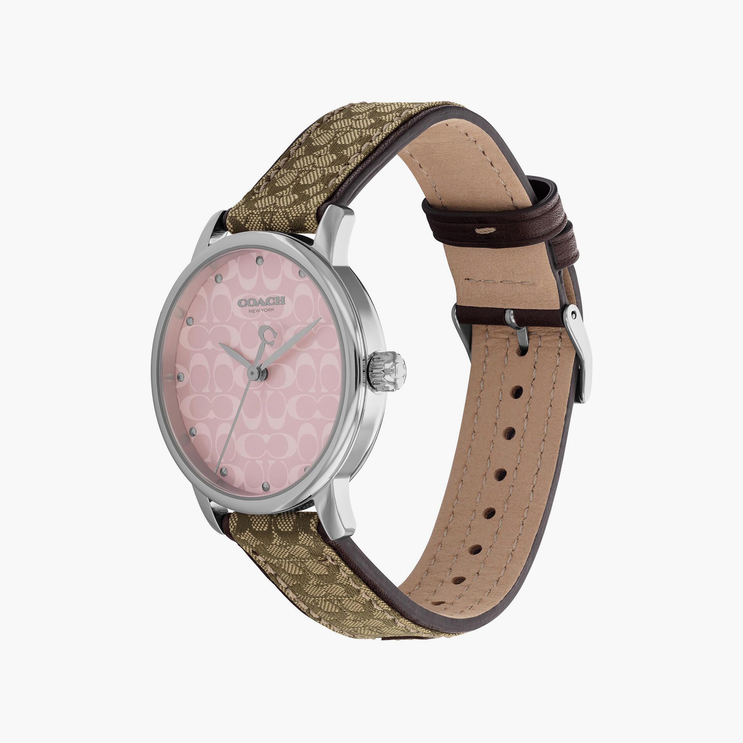 Coach Women's Brown Analog Fabric Strap Watch | 14503873-women-watchesandjewellery-watches-image-2