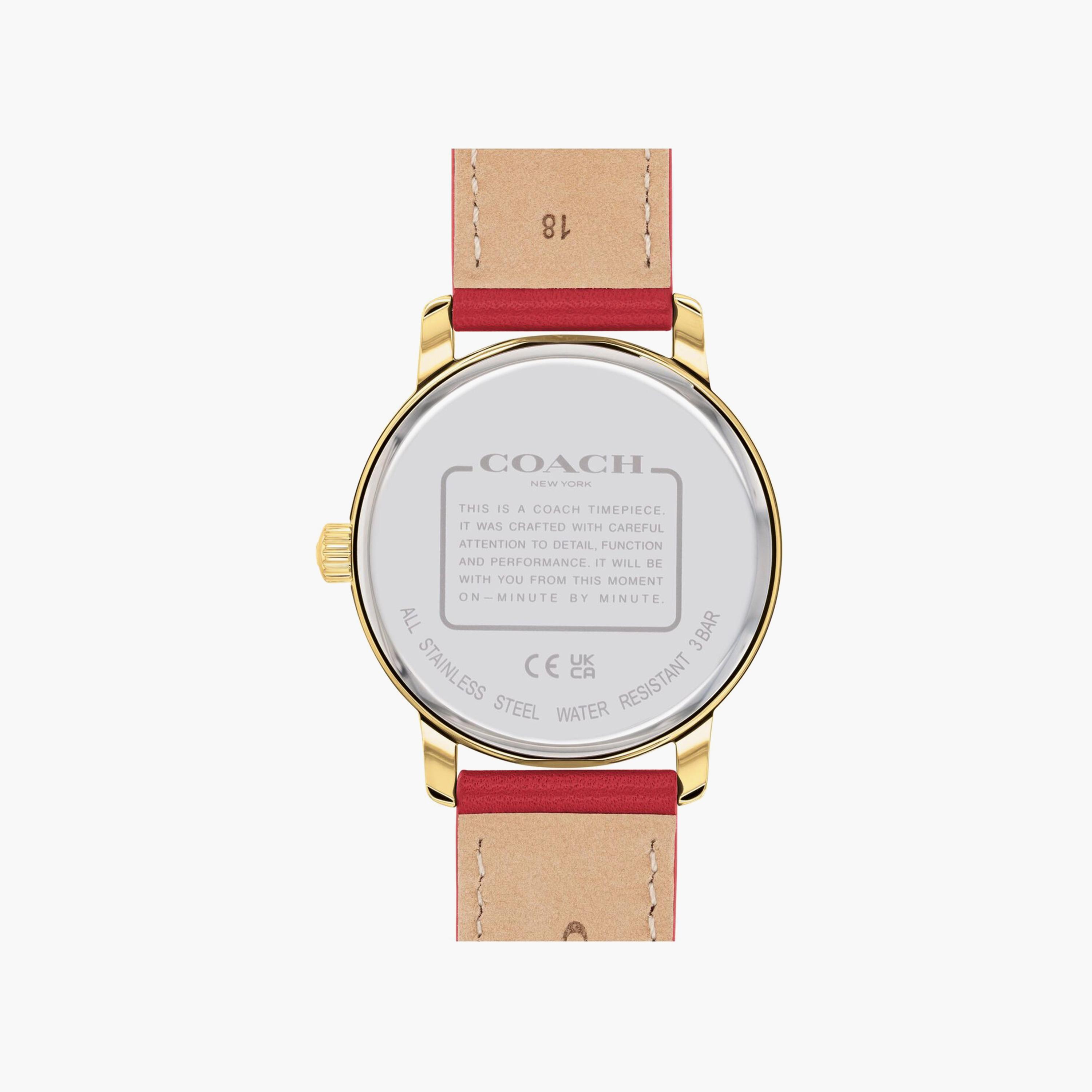 Coach Women's Red Analog Leather Strap Watch | 14503874-women-watchesandjewellery-watches-image-3