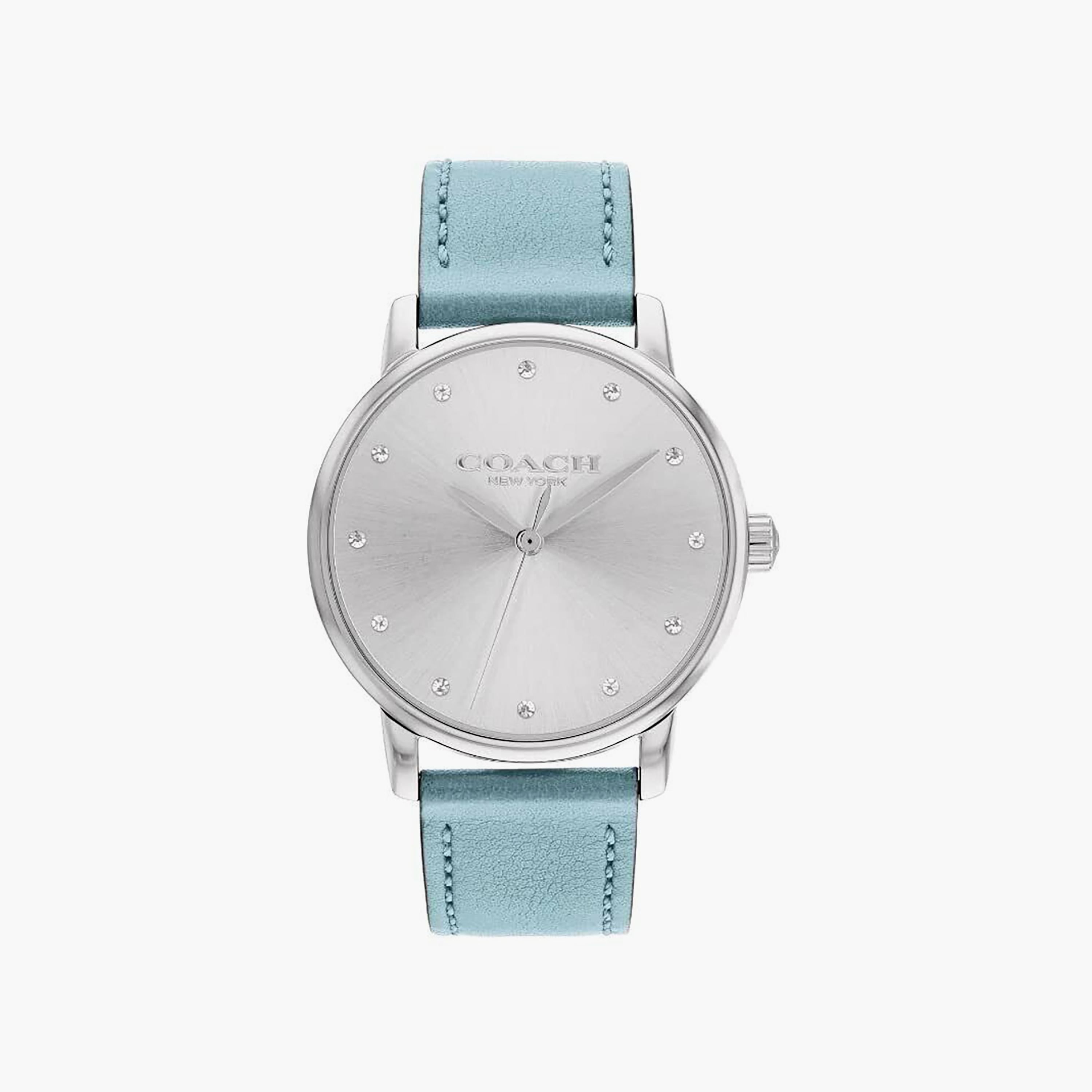 Coach Women's Blue Analog Leather Strap Watch | 14503973-women-watchesandjewellery-watches-image-1