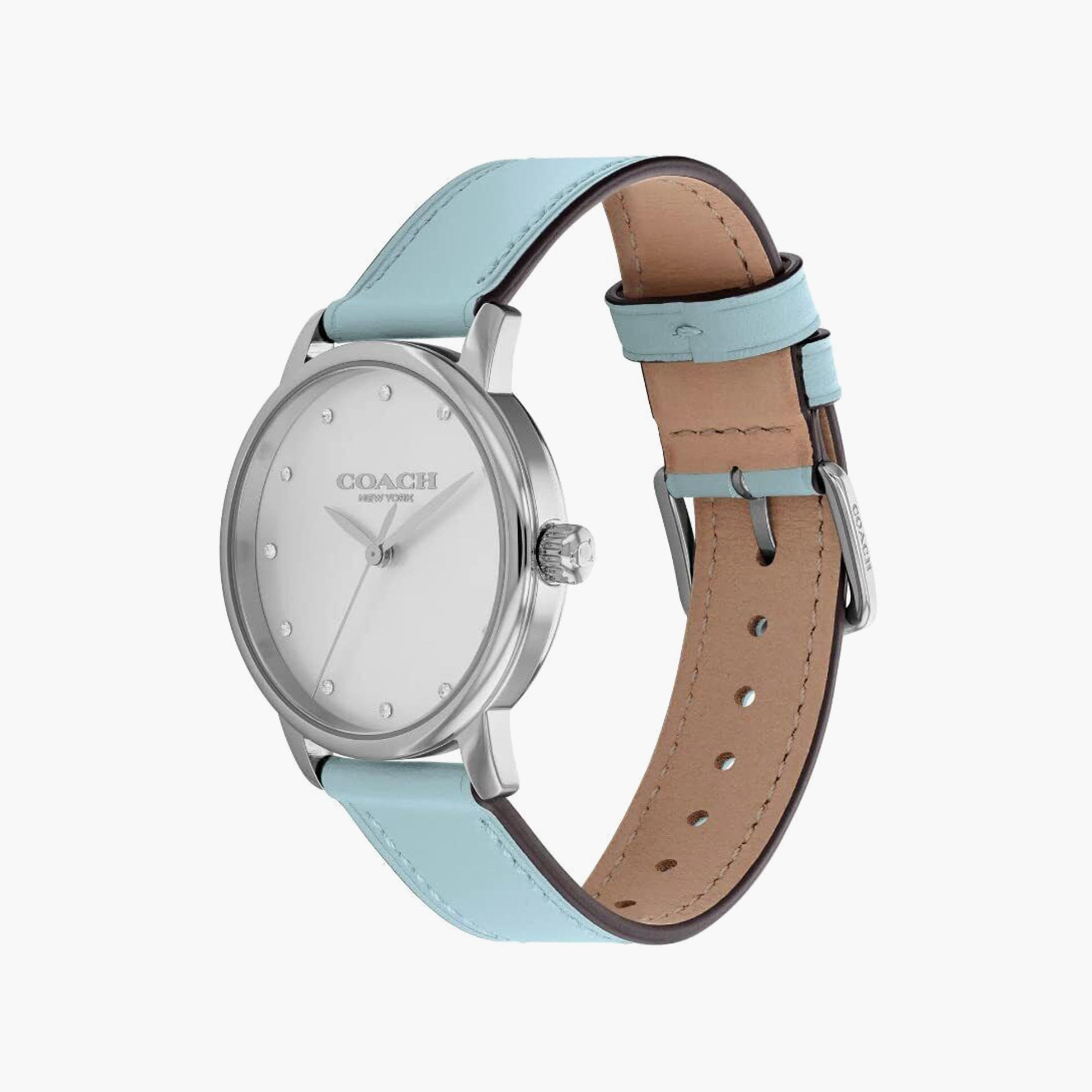 Coach Women's Blue Analog Leather Strap Watch | 14503973-women-watchesandjewellery-watches-image-2