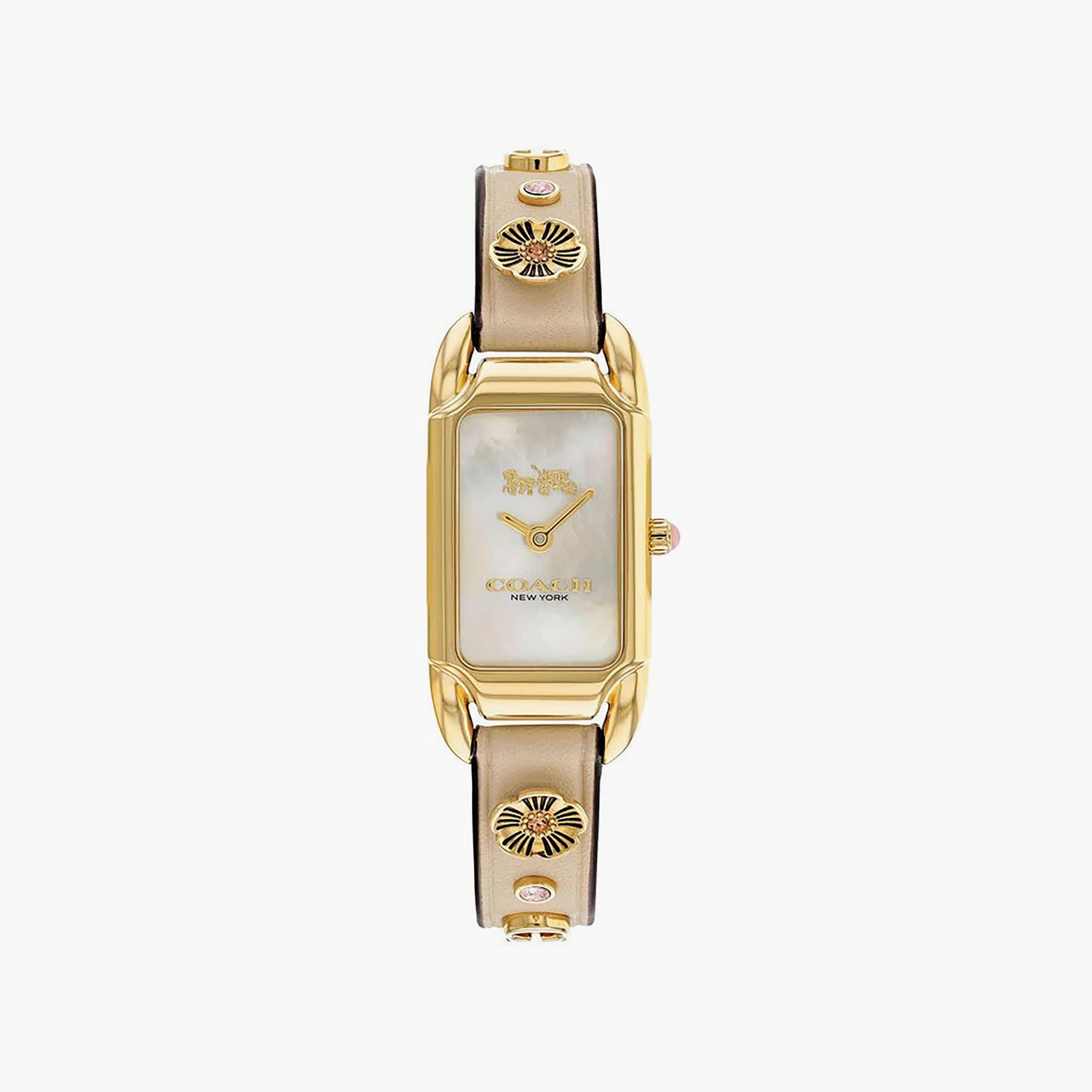 Coach Beige Analog Leather Strap Watch | 14504115-girls-accessories-watches-image-1