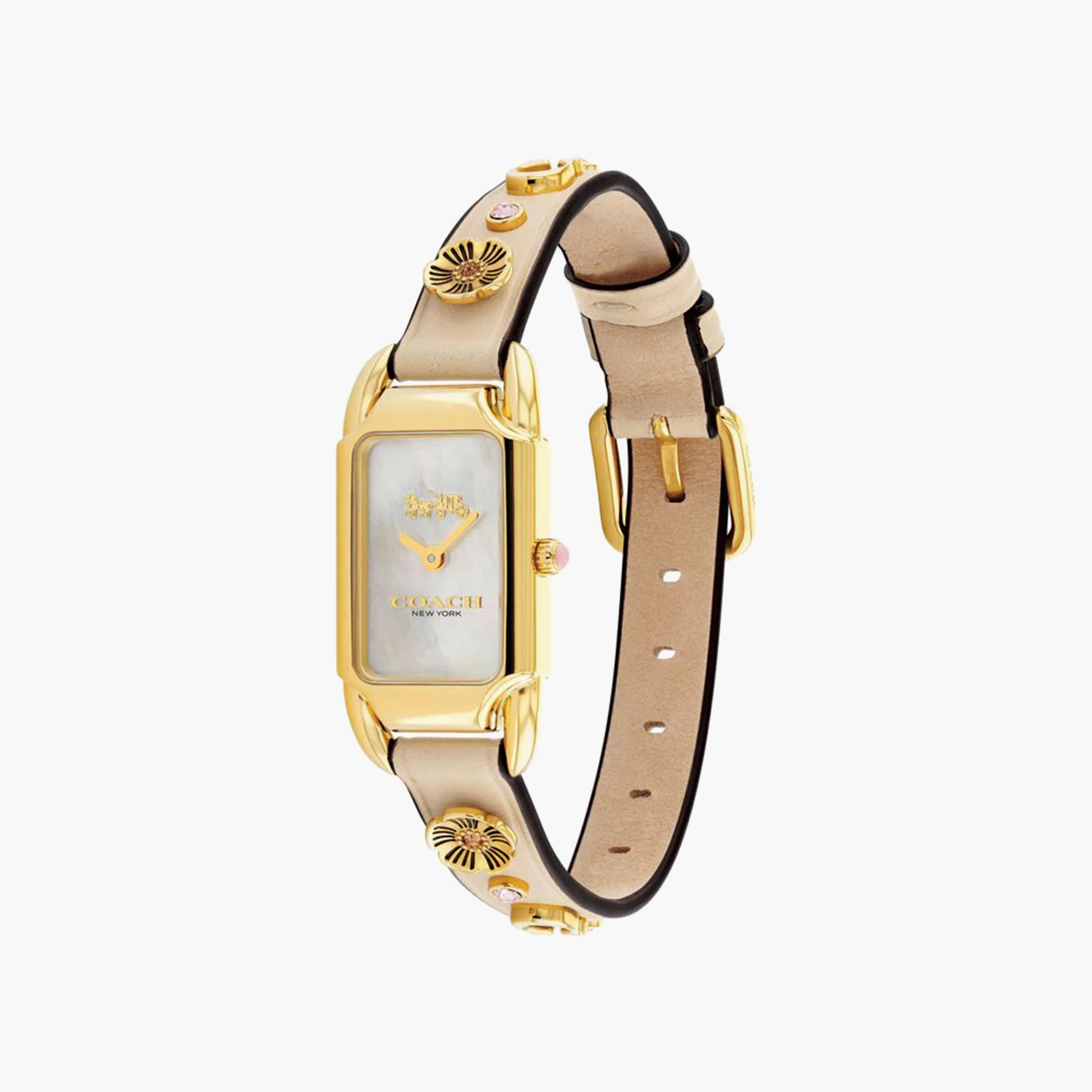 Coach Beige Analog Leather Strap Watch | 14504115-girls-accessories-watches-image-2