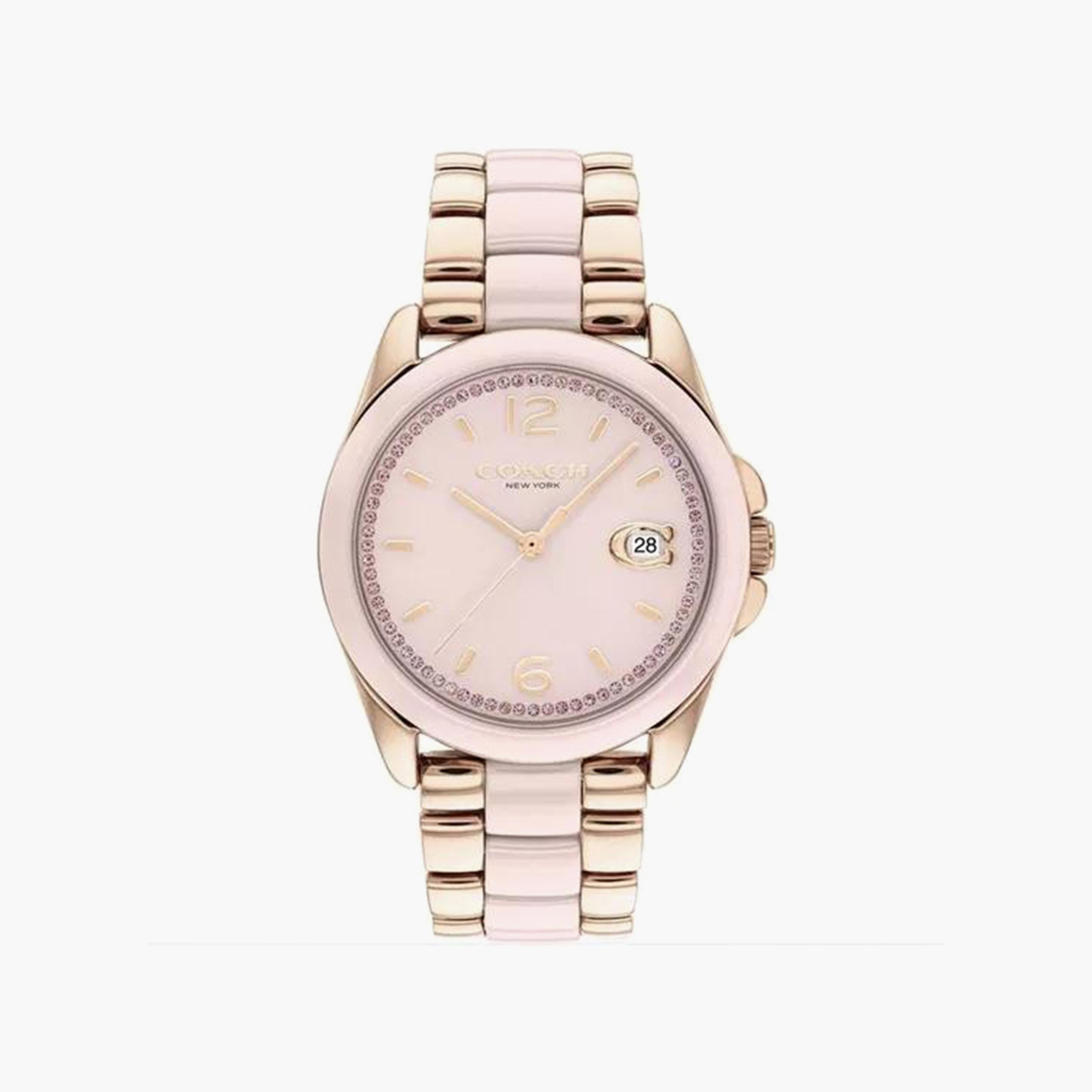 ساعة كوتش ذو انالوج للنساء بسوار وردي وذهبي مع ستانلس ستيل | 14504188-women-watchesandjewellery-watches-image-1