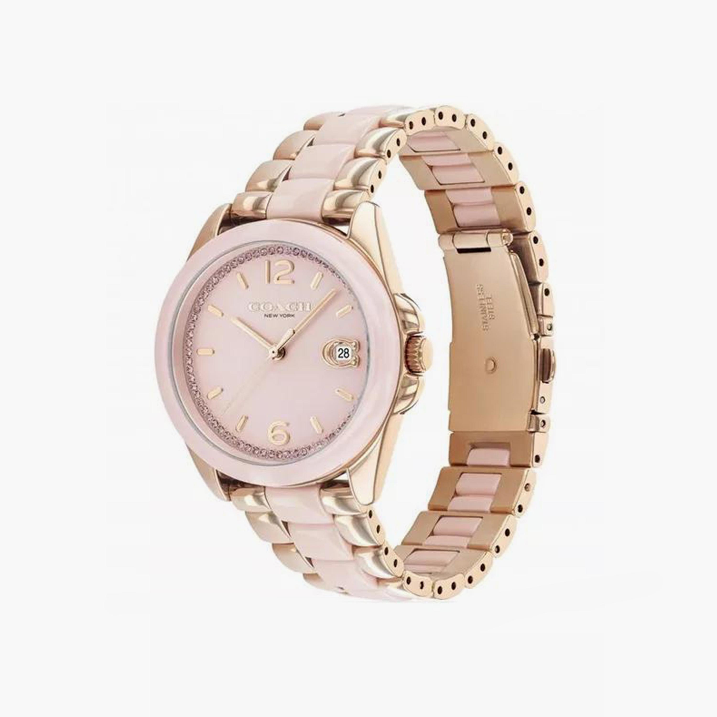 ساعة كوتش ذو انالوج للنساء بسوار وردي وذهبي مع ستانلس ستيل | 14504188-women-watchesandjewellery-watches-image-2