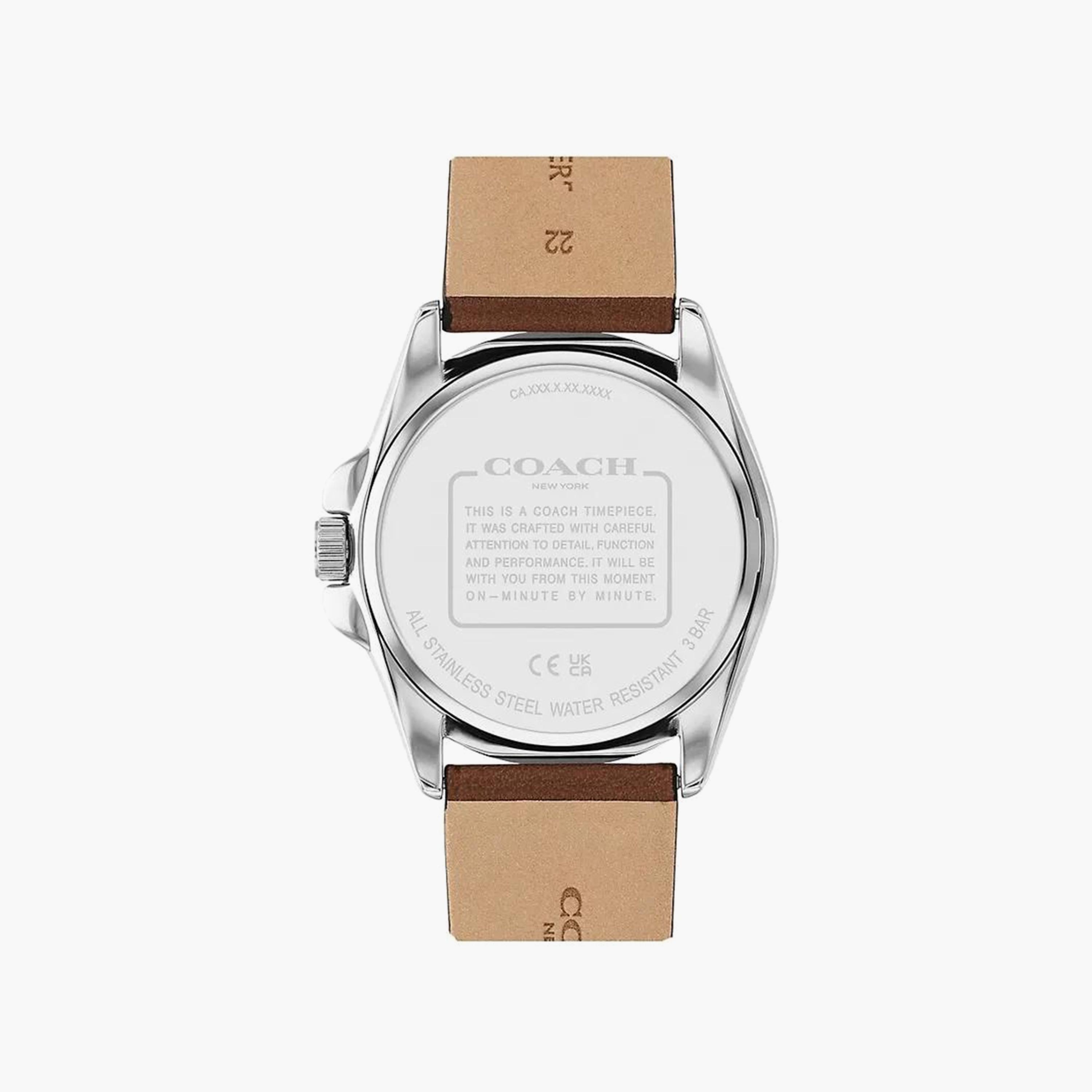 ساعة أنالوج بسوار جلدي بني للرجال من كوتش | 14602585-men-watchesandjewellery-watches-image-3
