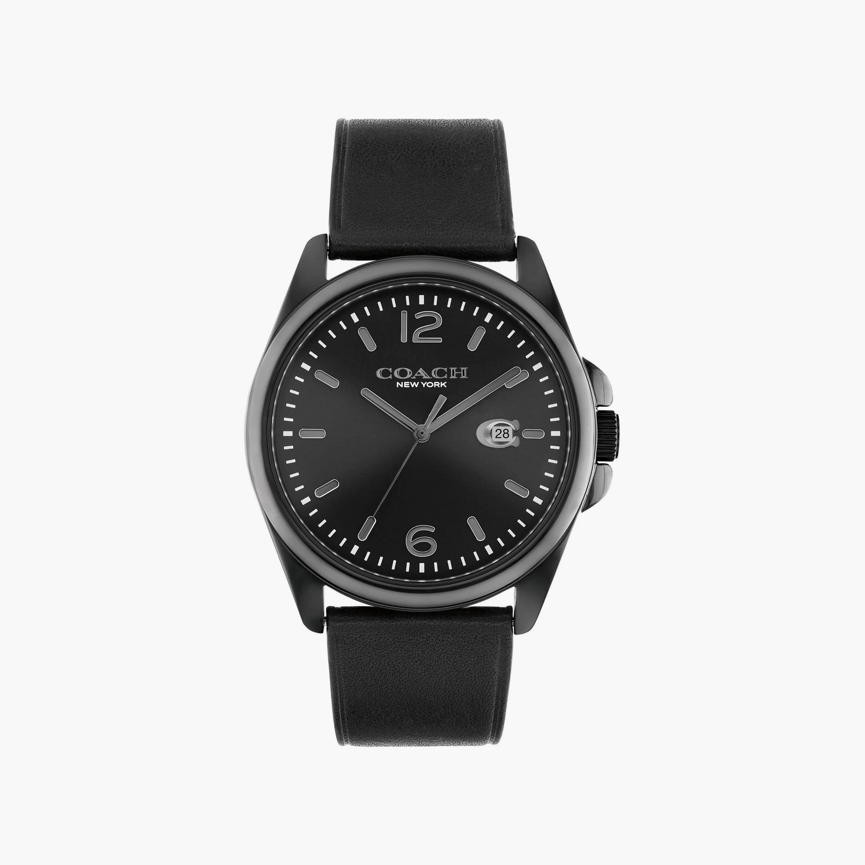 Coach Men's Black Analog Leather Strap Watch | 14602588-men-watchesandjewellery-watches-image-1