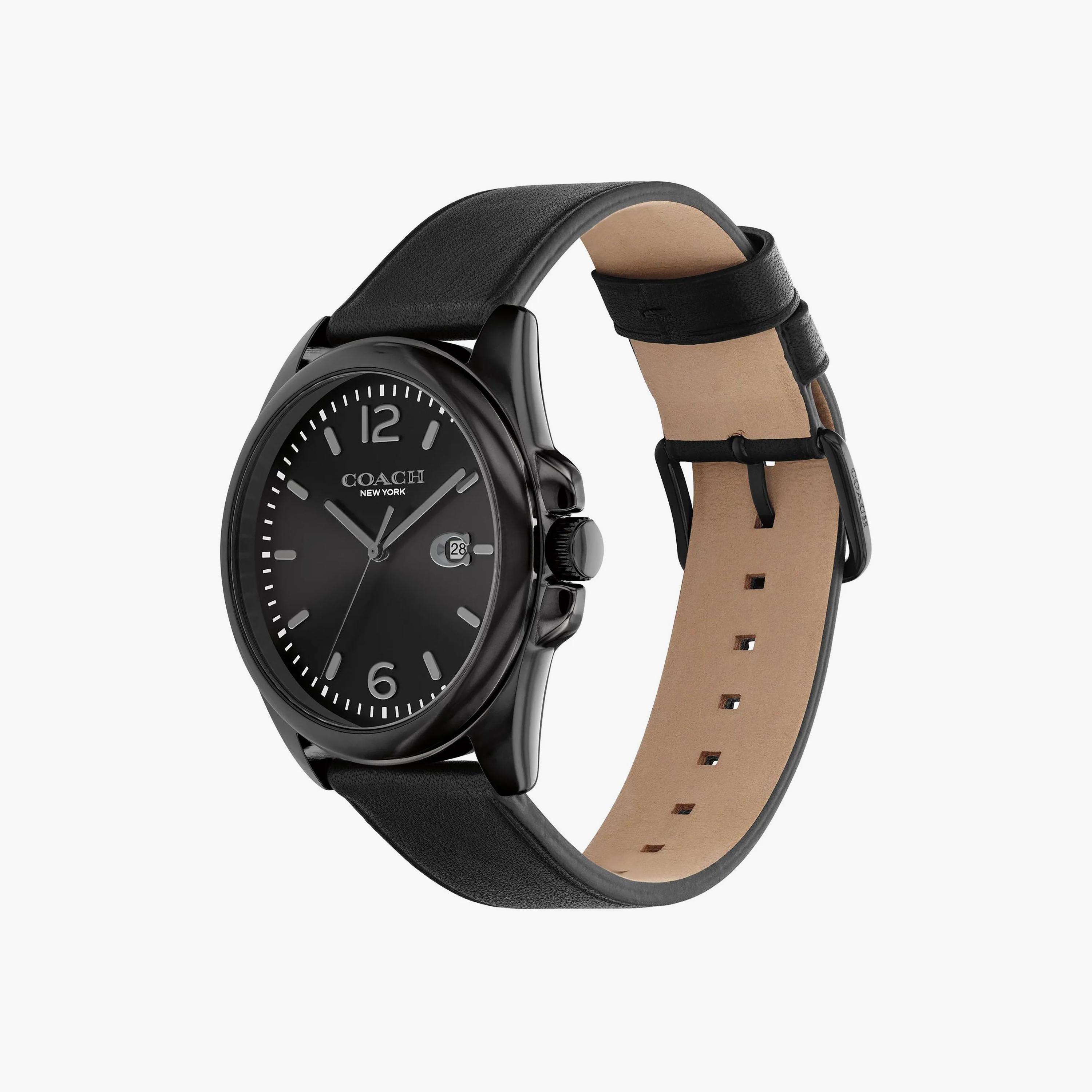 Coach Men's Black Analog Leather Strap Watch | 14602588-men-watchesandjewellery-watches-image-2