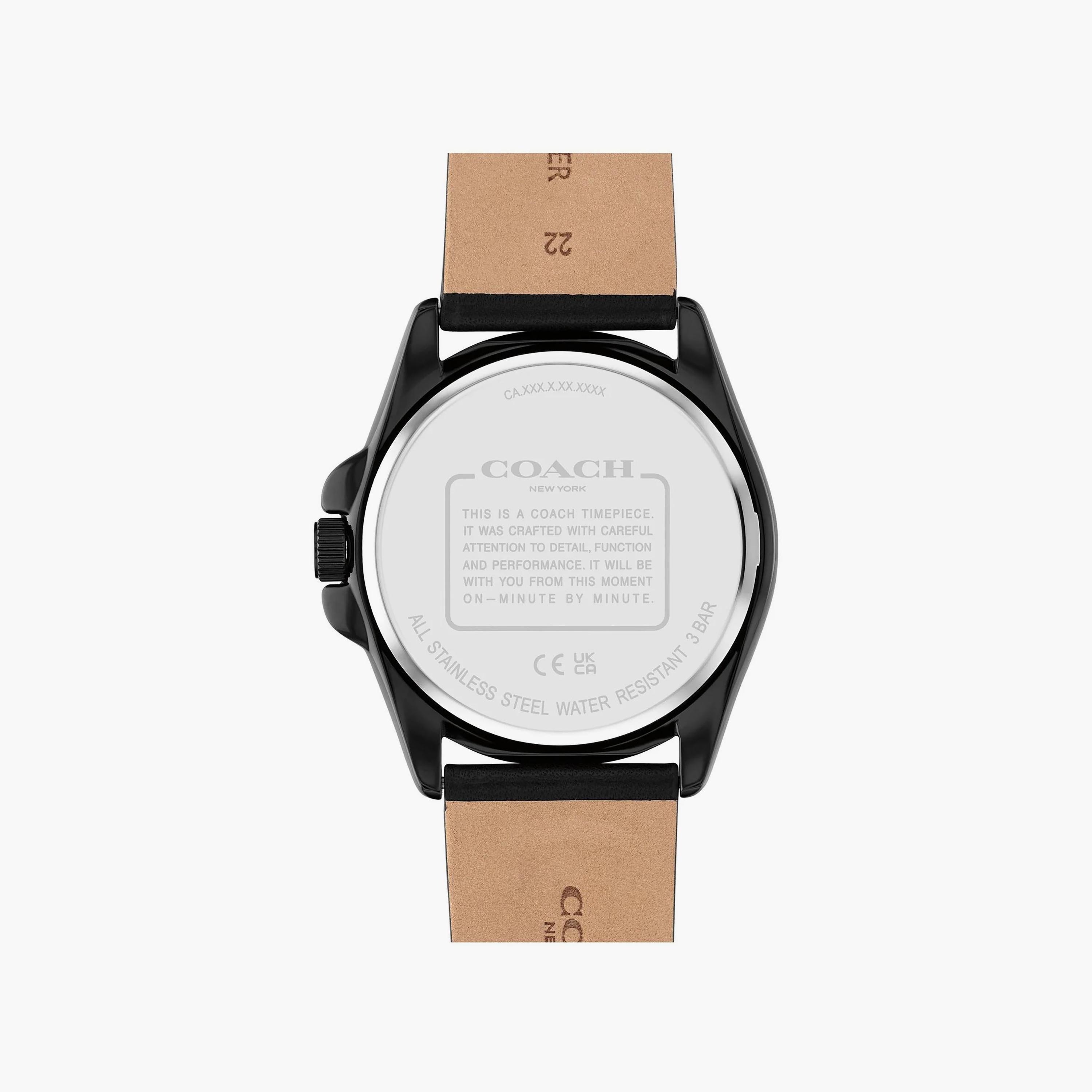 Coach Men's Black Analog Leather Strap Watch | 14602588-men-watchesandjewellery-watches-image-3