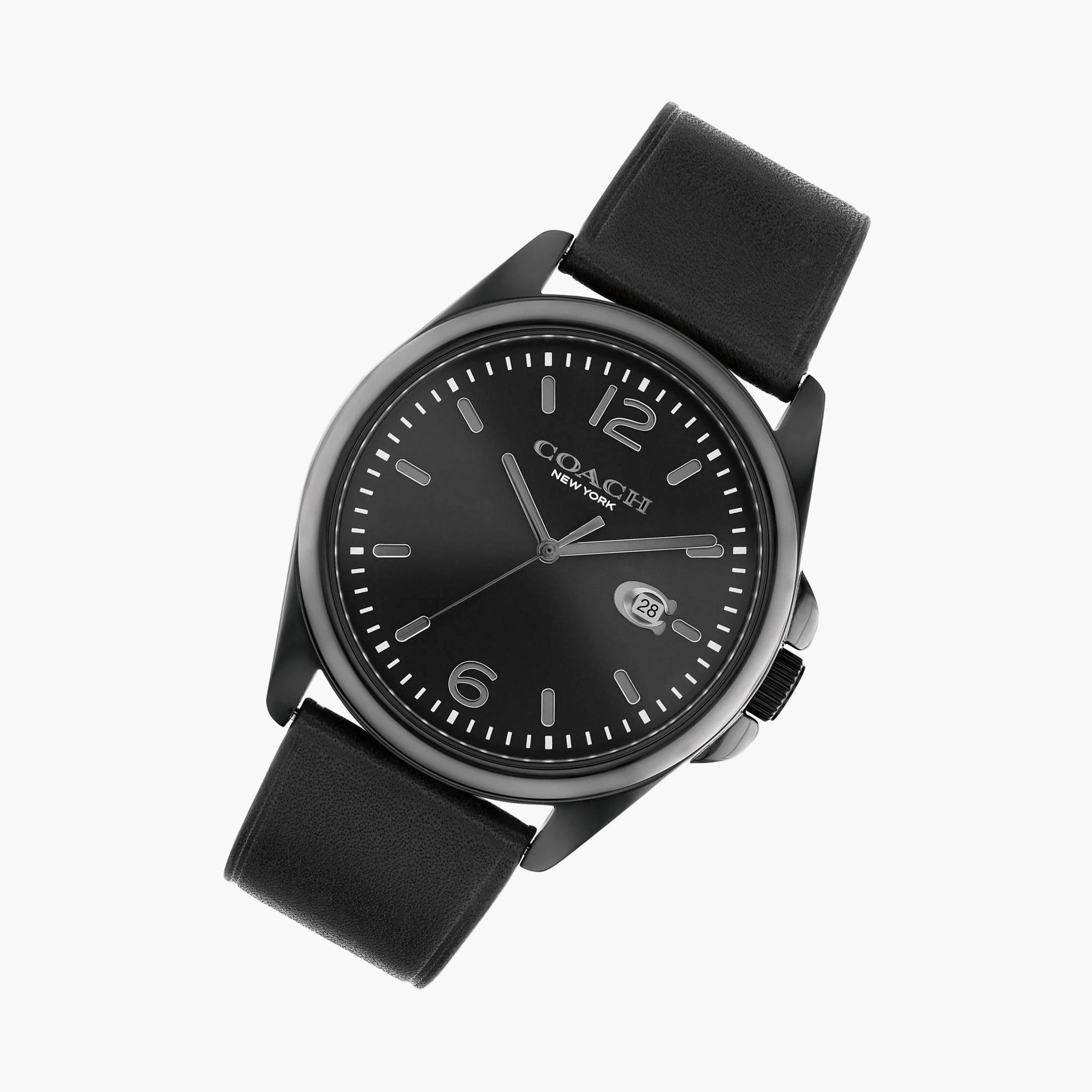 Coach Men's Black Analog Leather Strap Watch | 14602588-men-watchesandjewellery-watches-image-4