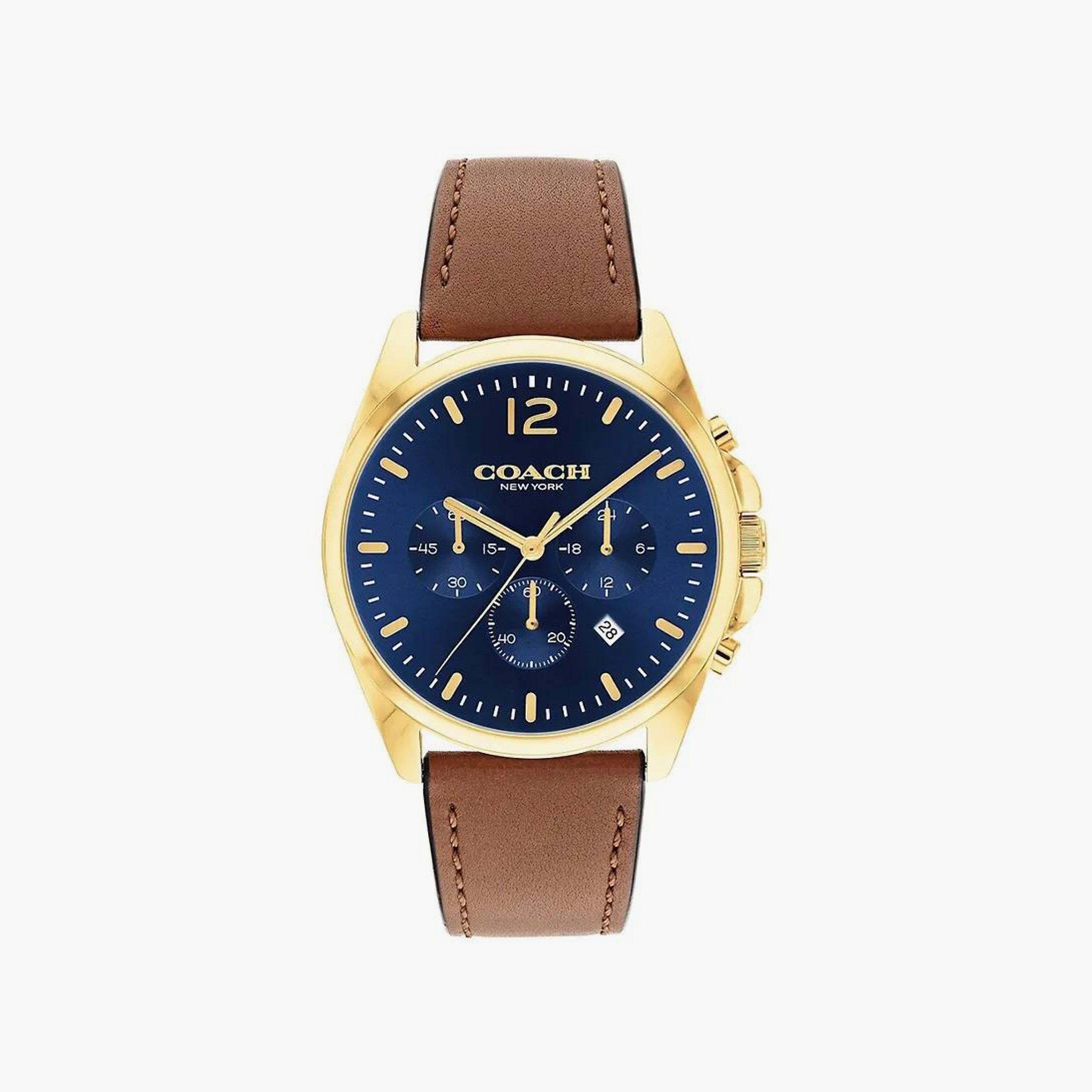 Coach Men's Brown Chronograph Leather Strap Watch | 14602629-men-watchesandjewellery-watches-image-1