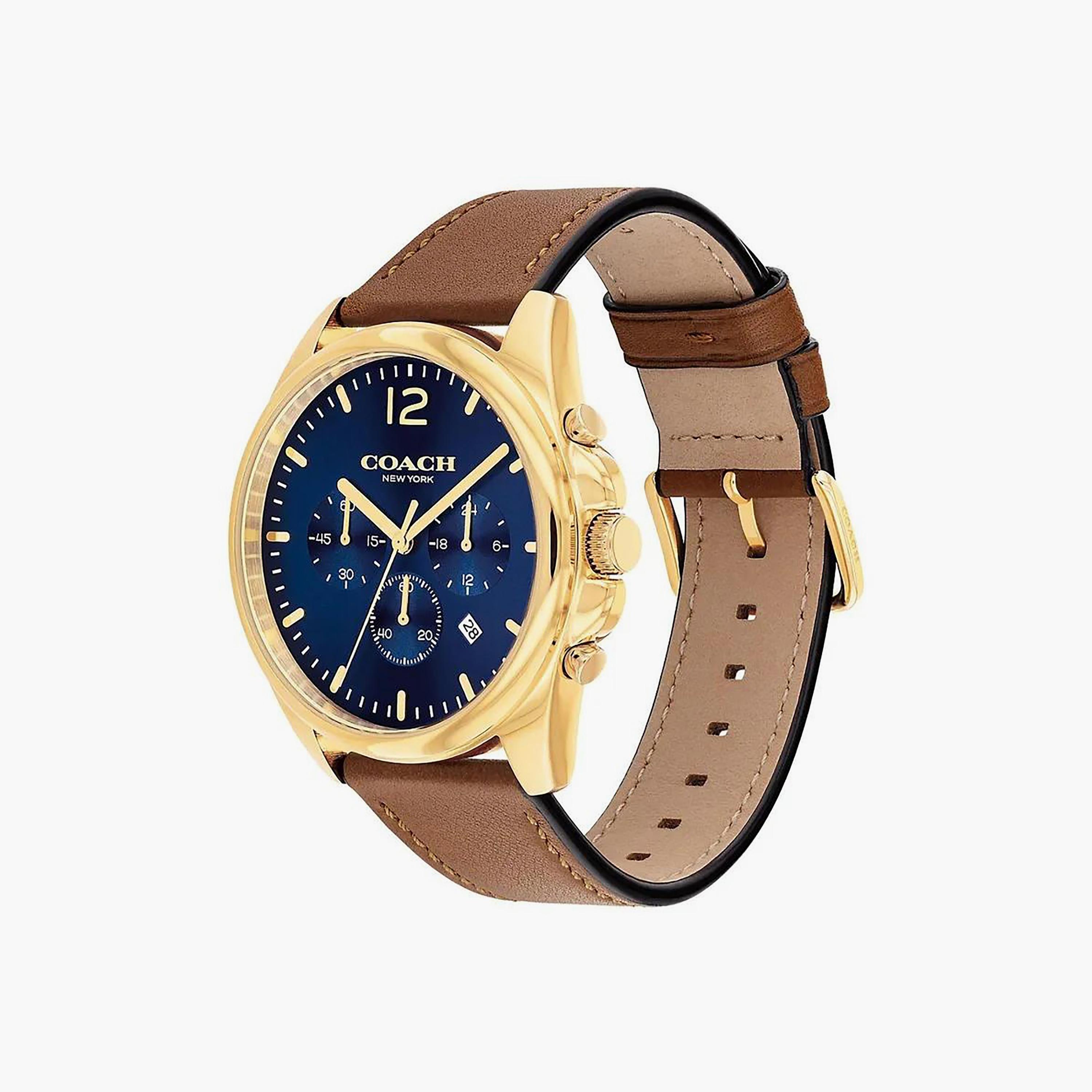Coach Men's Brown Chronograph Leather Strap Watch | 14602629-men-watchesandjewellery-watches-image-2