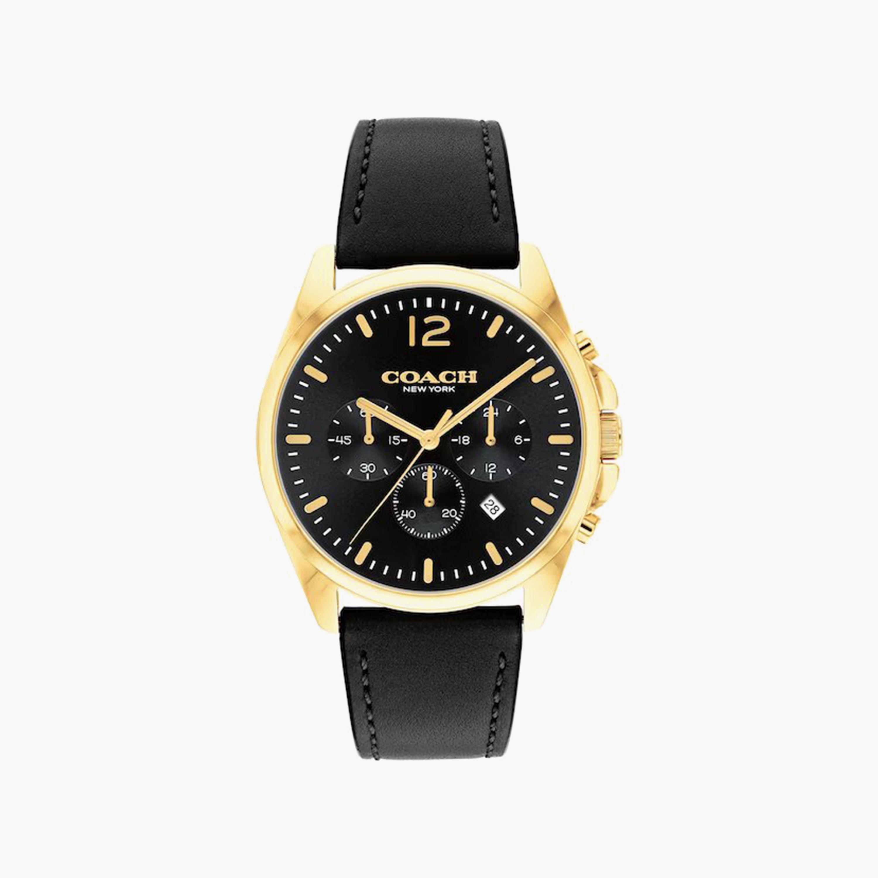 ساعة كرونوغراف بسوار اسود جلدي للرجال من كوتش | 14602631-men-watchesandjewellery-watches-image-1