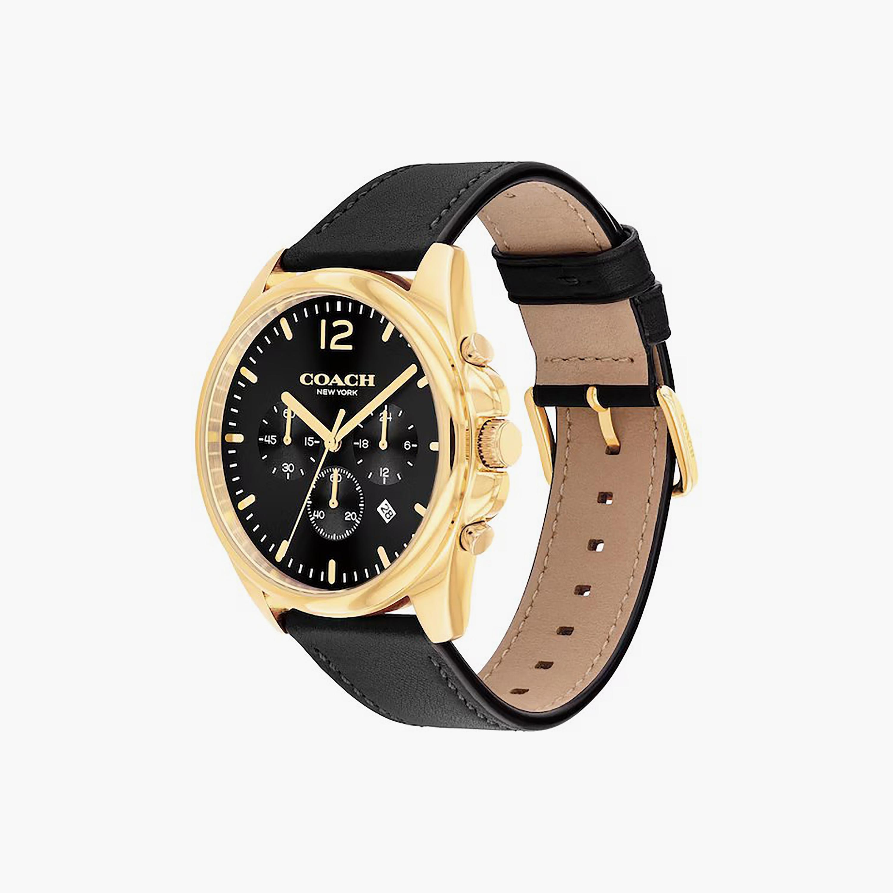 ساعة كرونوغراف بسوار اسود جلدي للرجال من كوتش | 14602631-men-watchesandjewellery-watches-image-2