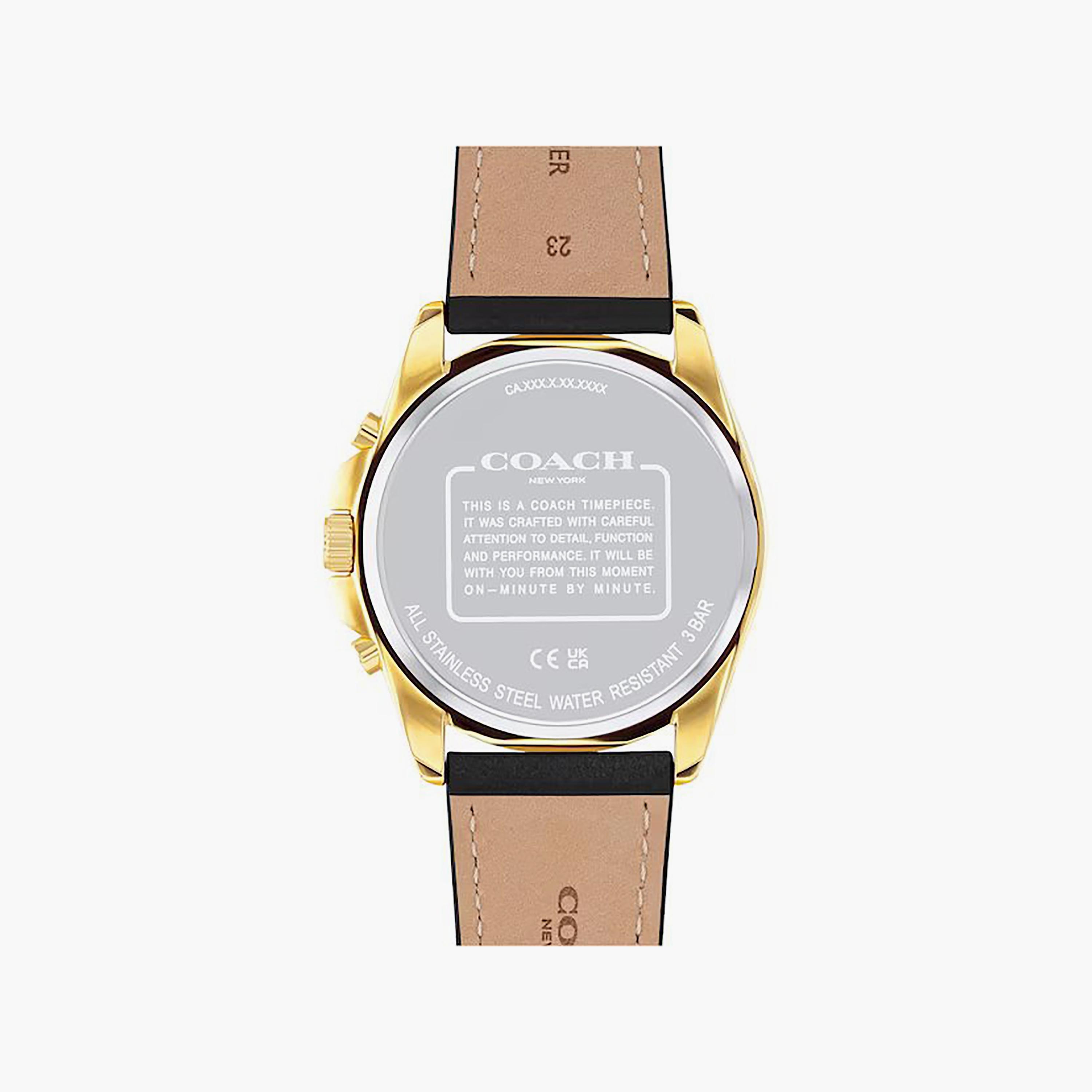 ساعة كرونوغراف بسوار اسود جلدي للرجال من كوتش | 14602631-men-watchesandjewellery-watches-image-3