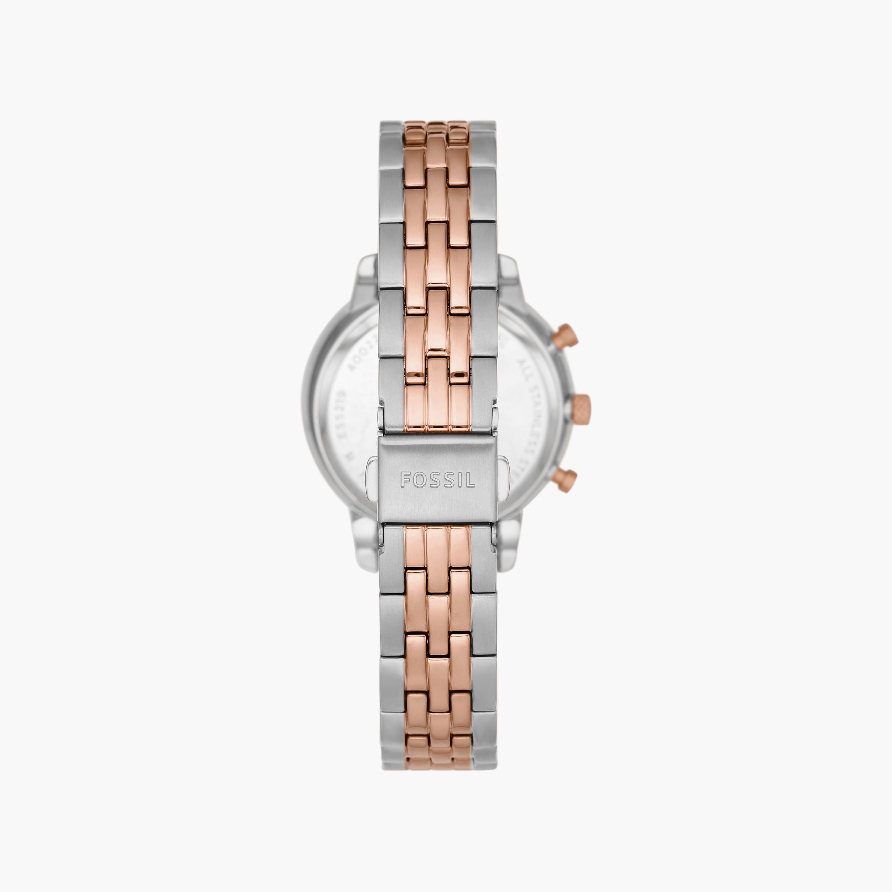 ساعة كرونوغراف فضية وذهبية وردية بسوار ستانلس ستيل مع 36 مم من فوسيل للنساء | ES5279-women-watchesandjewellery-watches-image-3