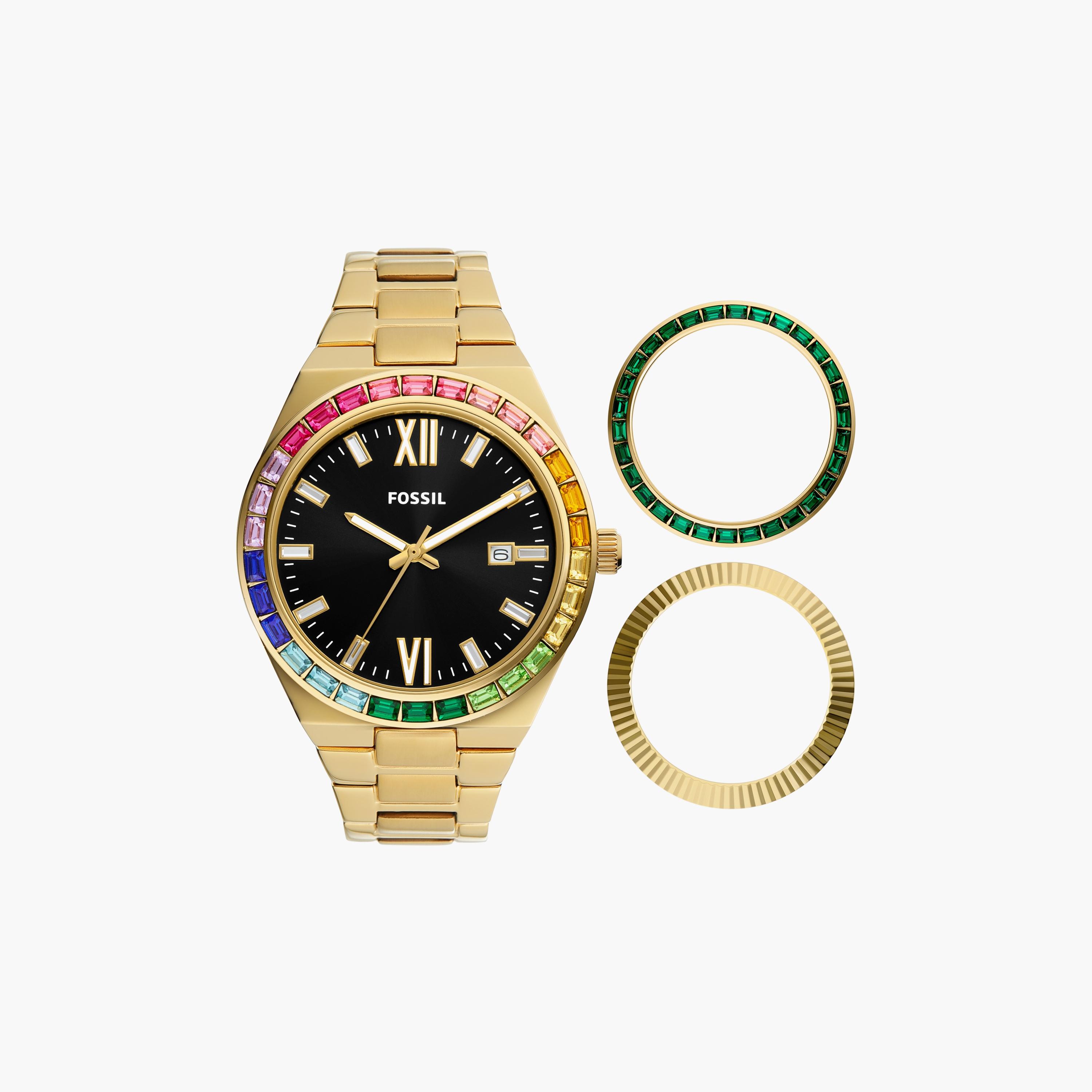 ساعة أنالوج ذهبية بسوار ستانلس ستيل للنساء مع 36 مم من فوسيل مع أساور | ES5311SET-women-watchesandjewellery-watches-image-1