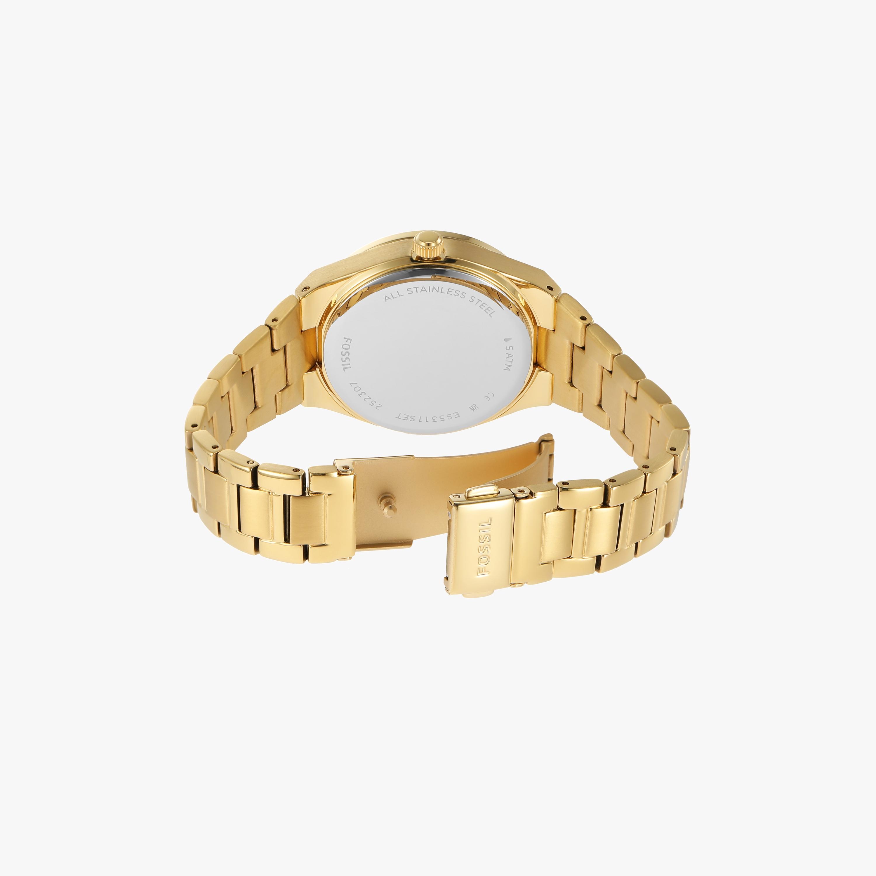 ساعة أنالوج ذهبية بسوار ستانلس ستيل للنساء مع 36 مم من فوسيل مع أساور | ES5311SET-women-watchesandjewellery-watches-image-3