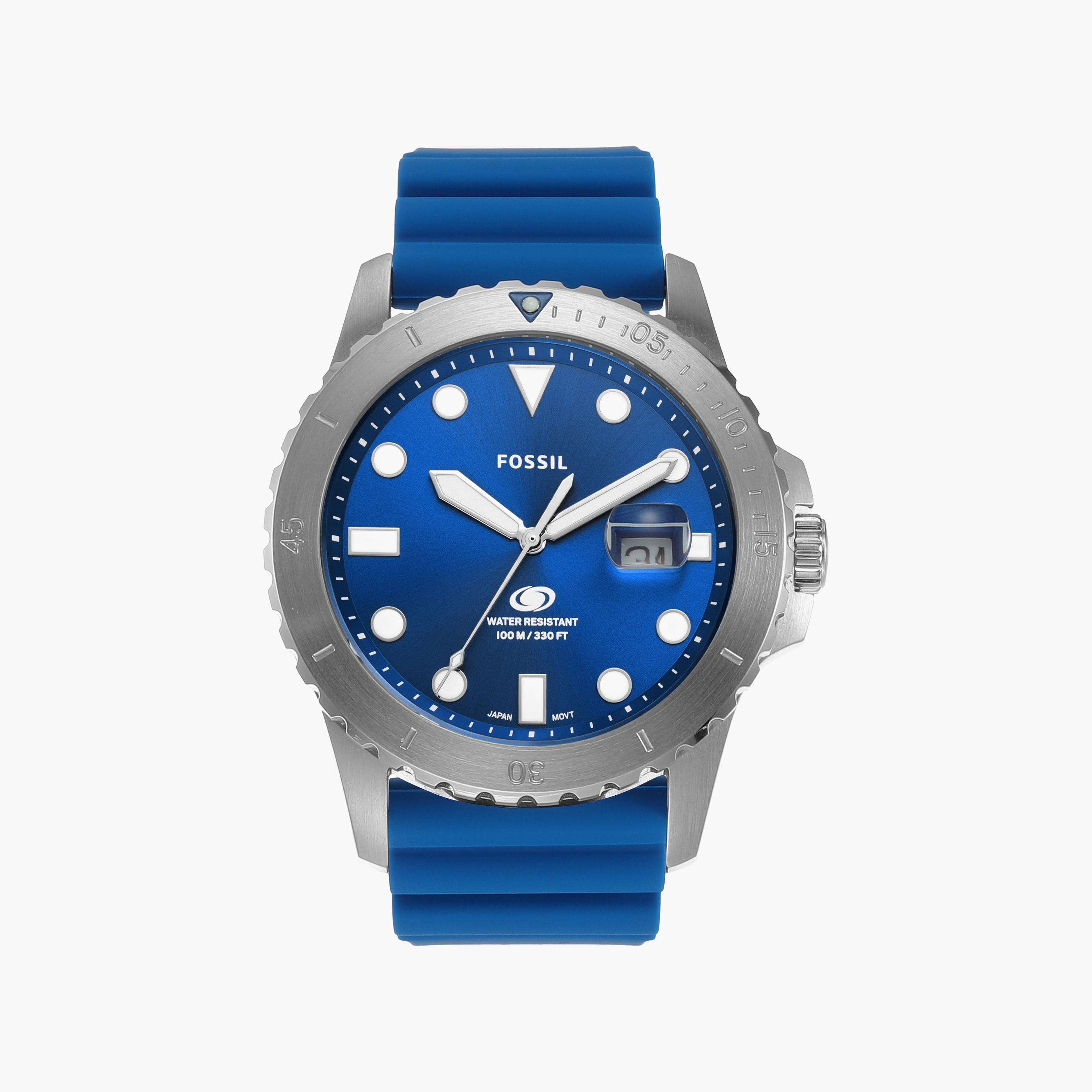 ساعة أنالوج للرجال مع 42 مم بسوار سيليكون بلون أزرق من فوسيل | FS5998-men-watchesandjewellery-watches-image-1
