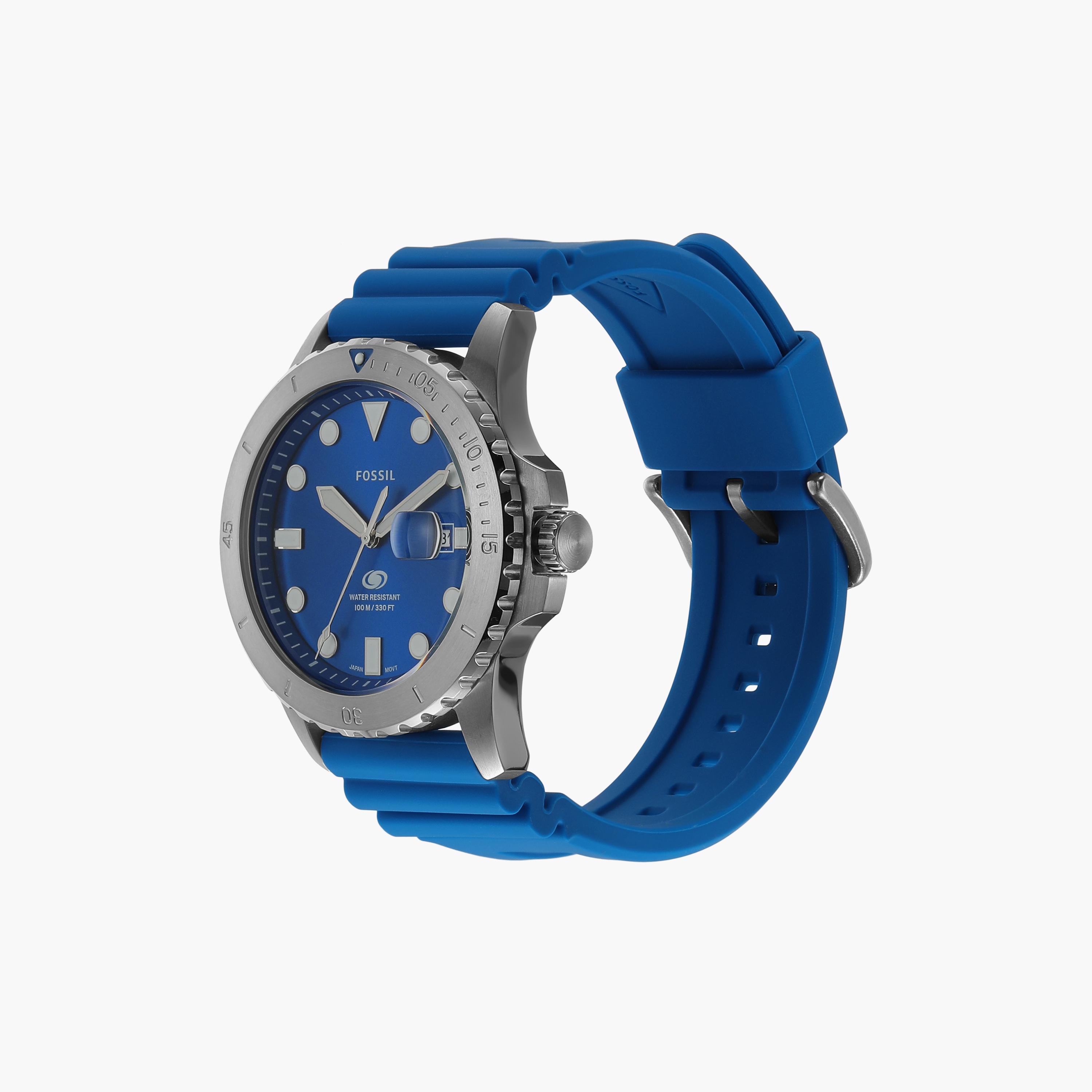ساعة أنالوج للرجال مع 42 مم بسوار سيليكون بلون أزرق من فوسيل | FS5998-men-watchesandjewellery-watches-image-2