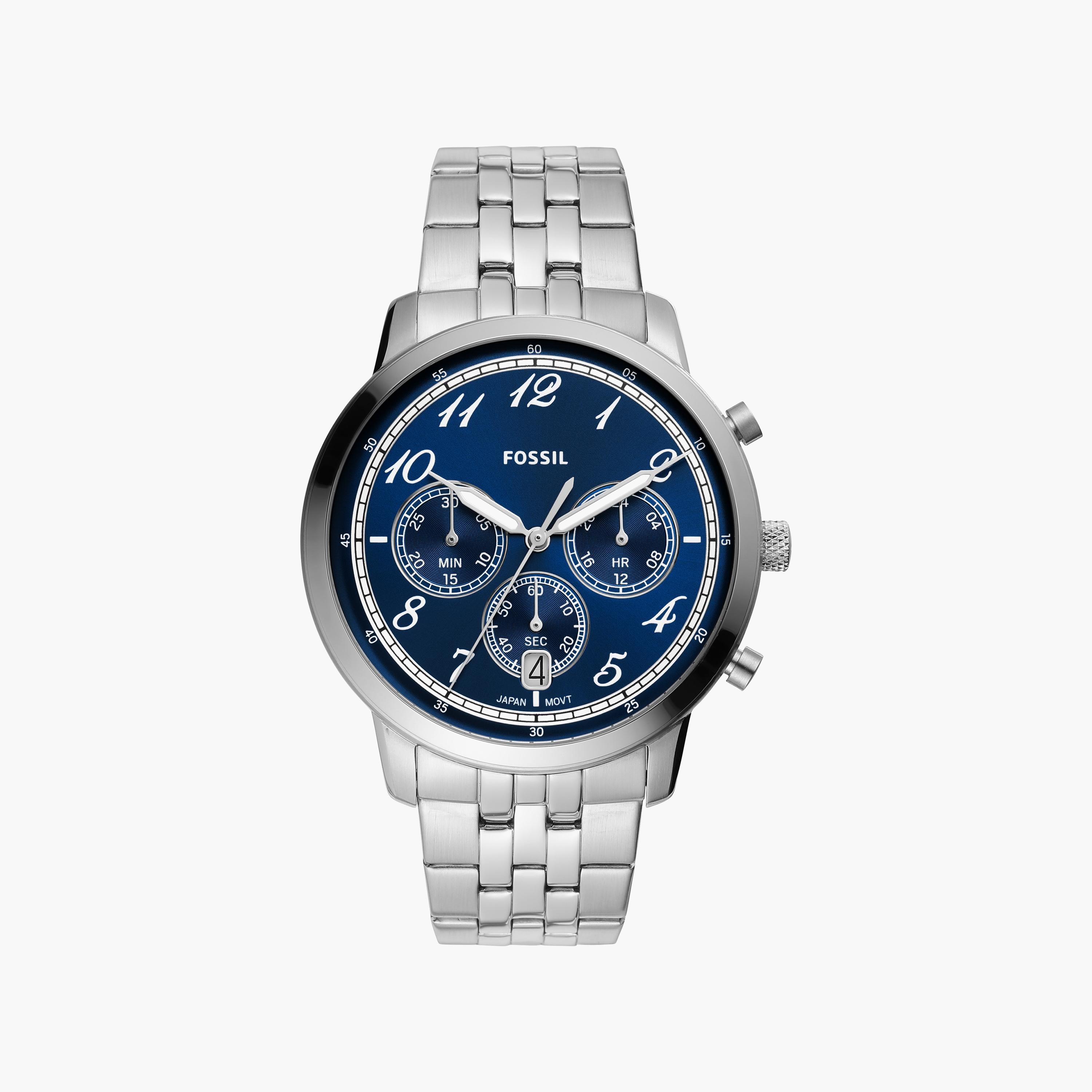 Fossil Men's 44 MM Silver Chronograph Stainless Steel Strap Watch | FS6025-men-watchesandjewellery-watches-image-1