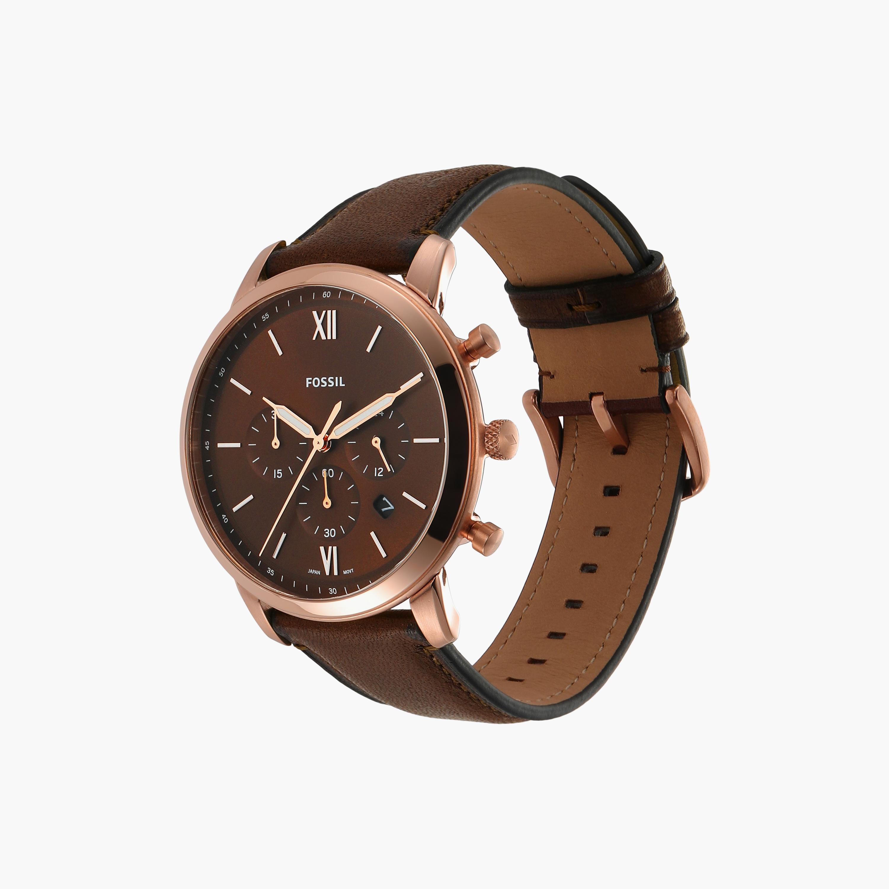 Fossil Men's 44 MM Brown Chronograph Leather Strap Watch | FS6026-men-watchesandjewellery-watches-image-2
