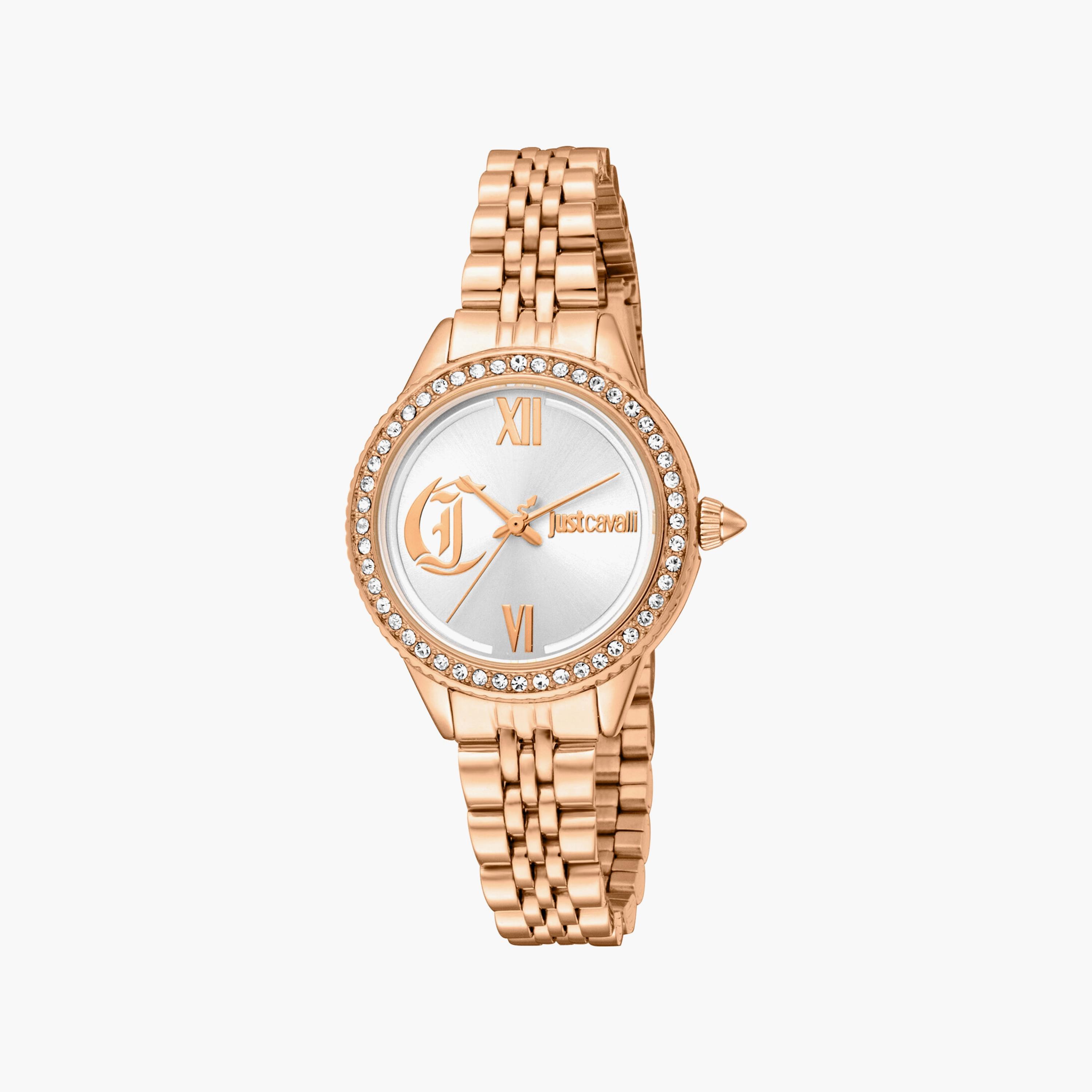 ساعة أنالوج ذهبية وردية بسوار ستانلس ستيل مع 30 مم من جاست كافالي | JC1L316M0075-girls-accessories-watches-image-1