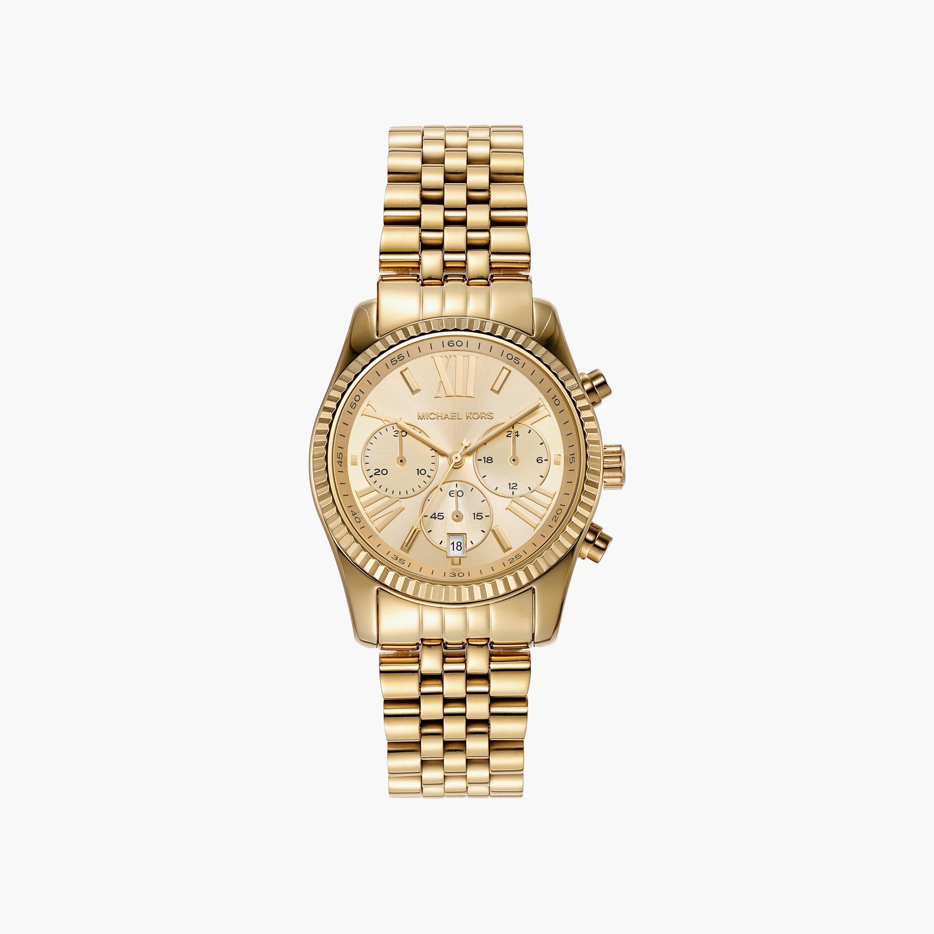ساعة كرونوغراف ذهبية بسوار ستانلس ستيل من مايكل كورس للنساء | MK7378-women-watchesandjewellery-watches-image-1
