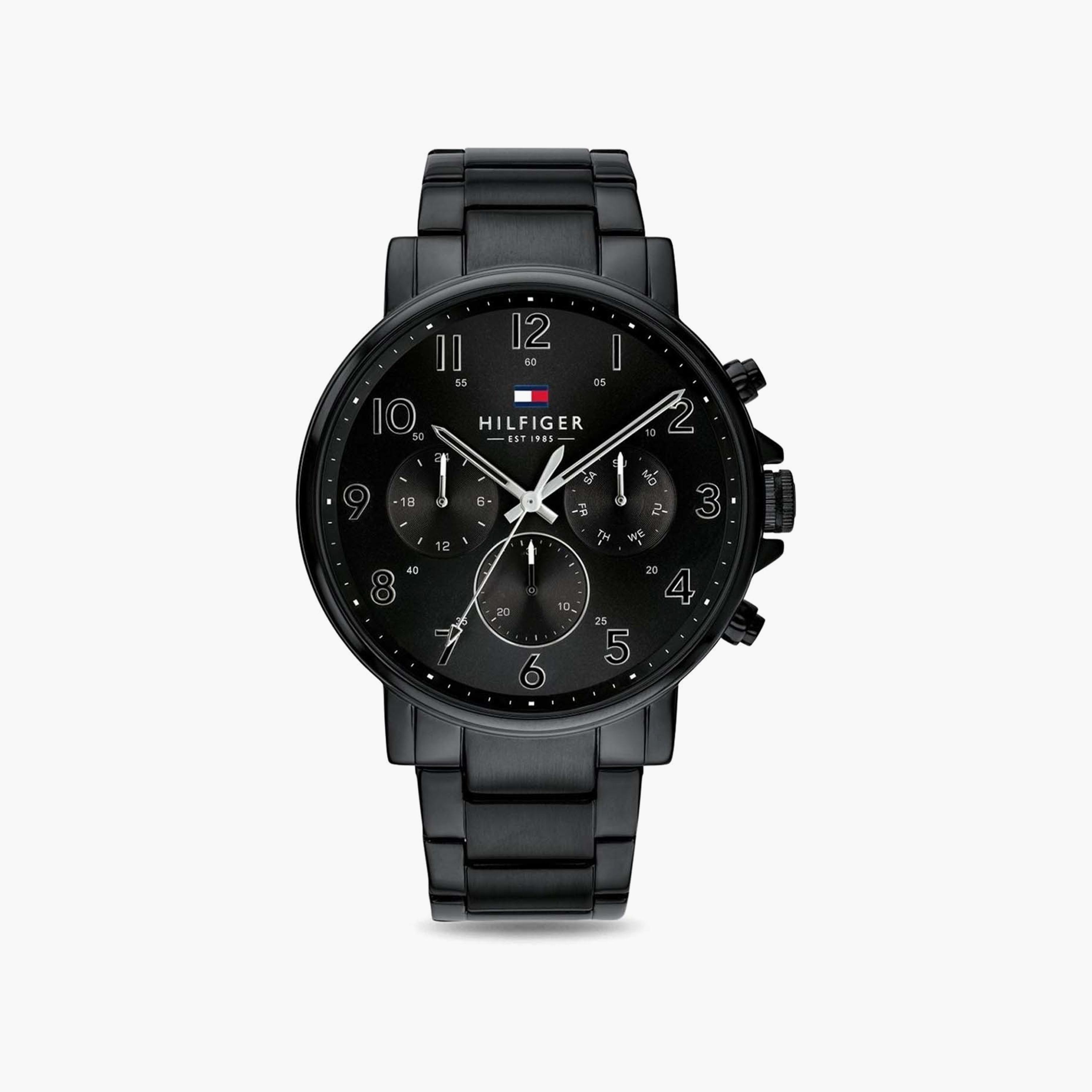 Tommy Hilfiger Men's 46 MM Black Chronograph Stainless Steel Strap Watch | 1710383-men-watchesandjewellery-watches-image-1