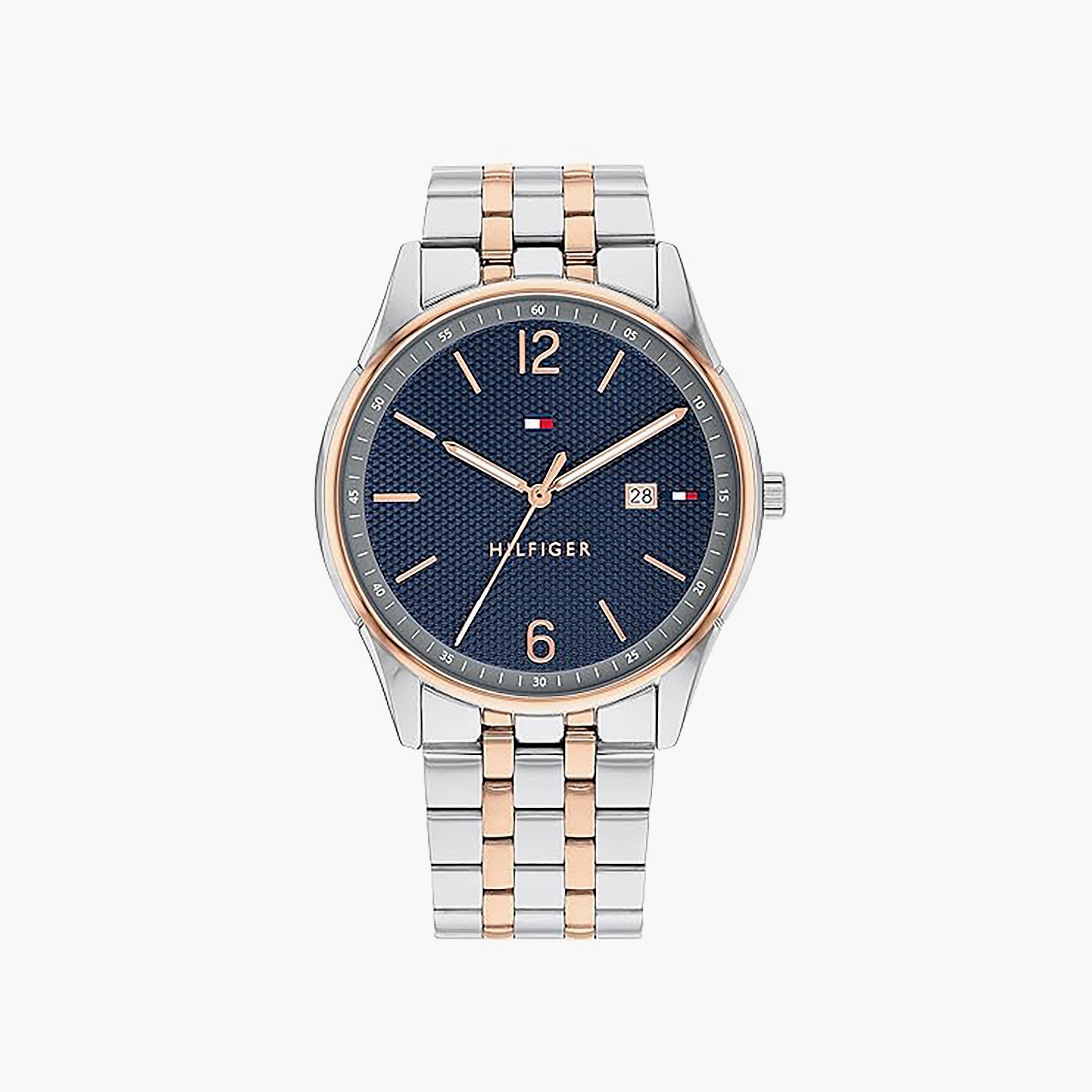 Tommy Hilfiger Men's 42 MM Silver and Rose Gold Analog Stainless Steel Strap Watch | 1710437-men-watchesandjewellery-watches-image-1