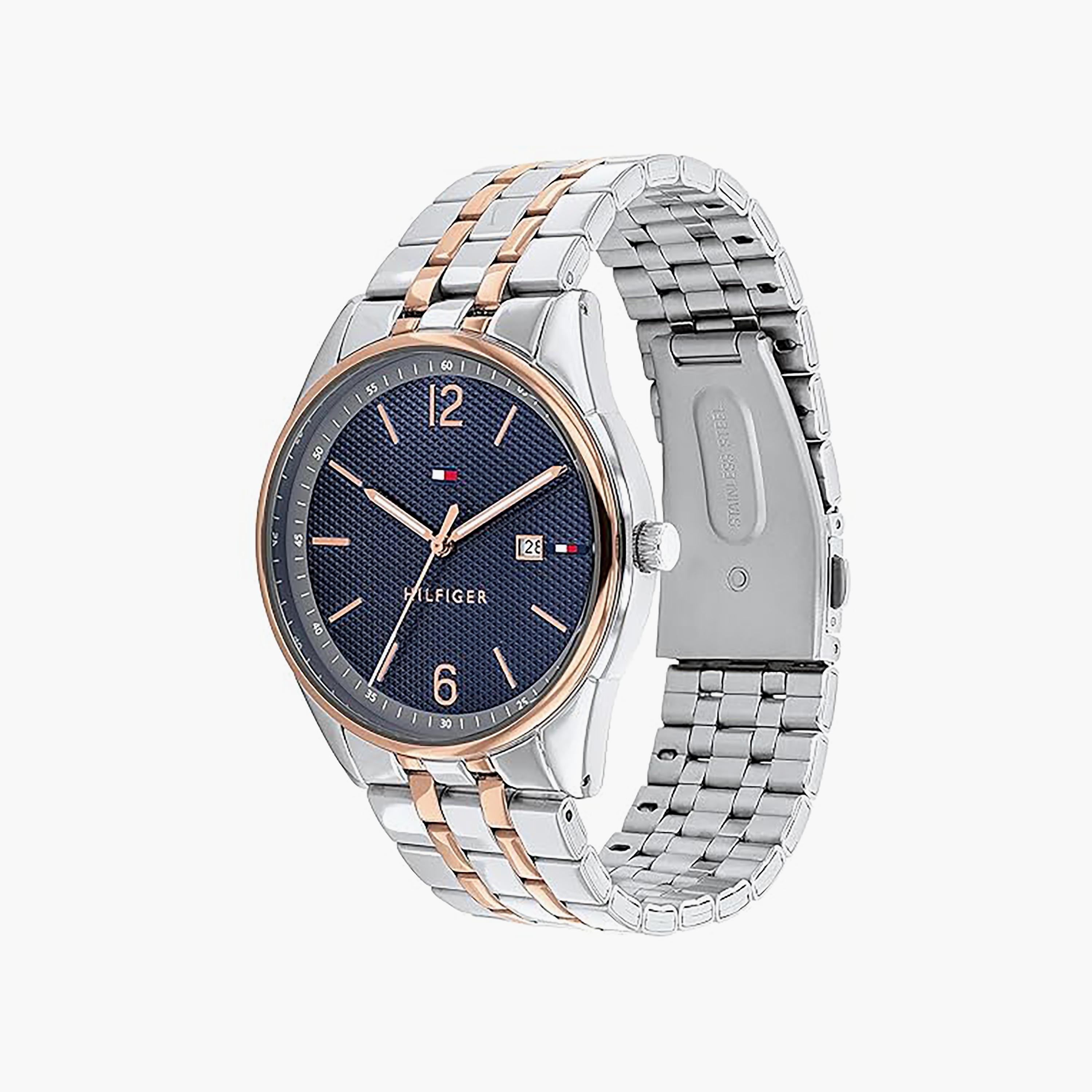 Tommy Hilfiger Men's 42 MM Silver and Rose Gold Analog Stainless Steel Strap Watch | 1710437-men-watchesandjewellery-watches-image-2