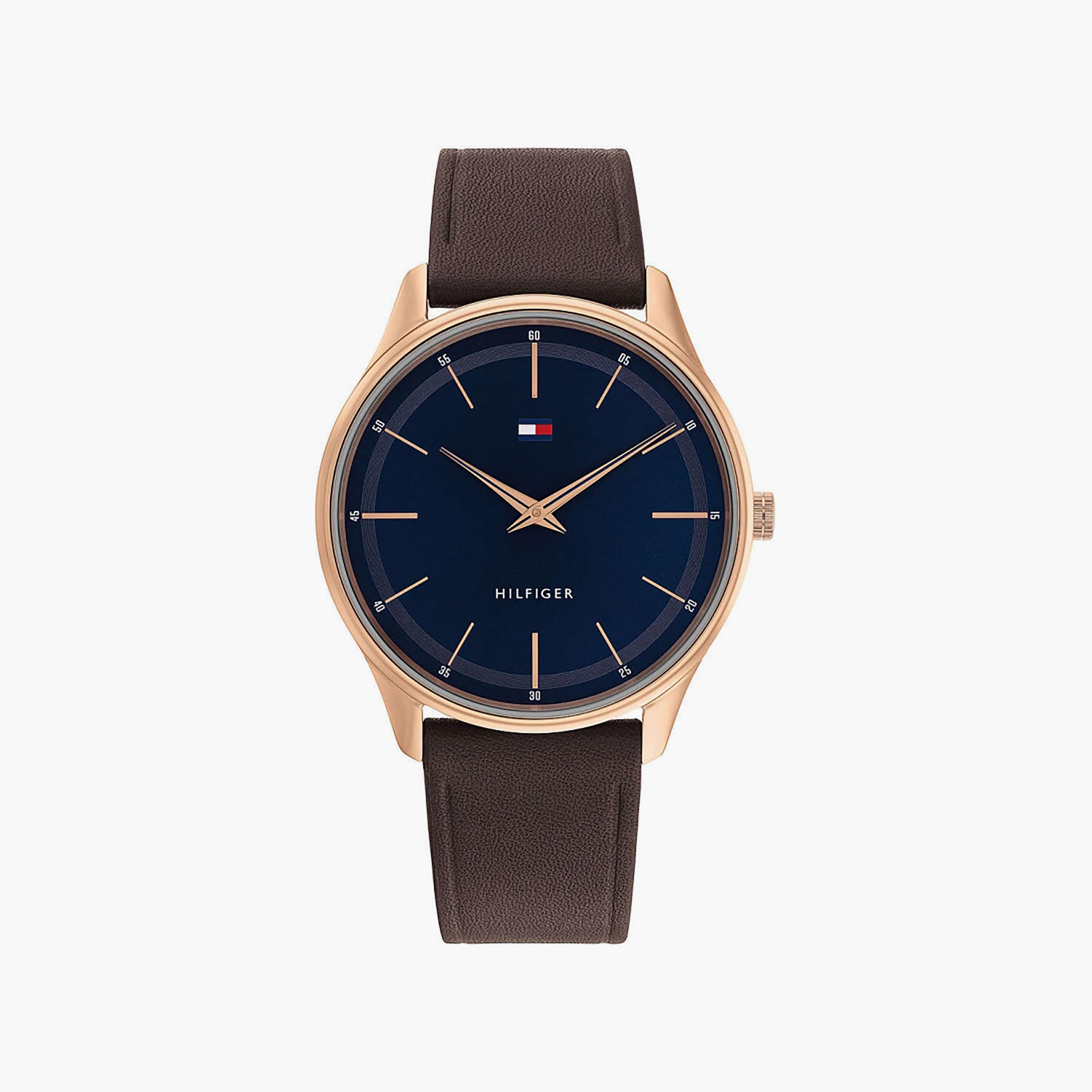 Tommy Hilfiger Men's 40 MM Brown Analog Leather Strap Watch | 1710466-men-watchesandjewellery-watches-image-1
