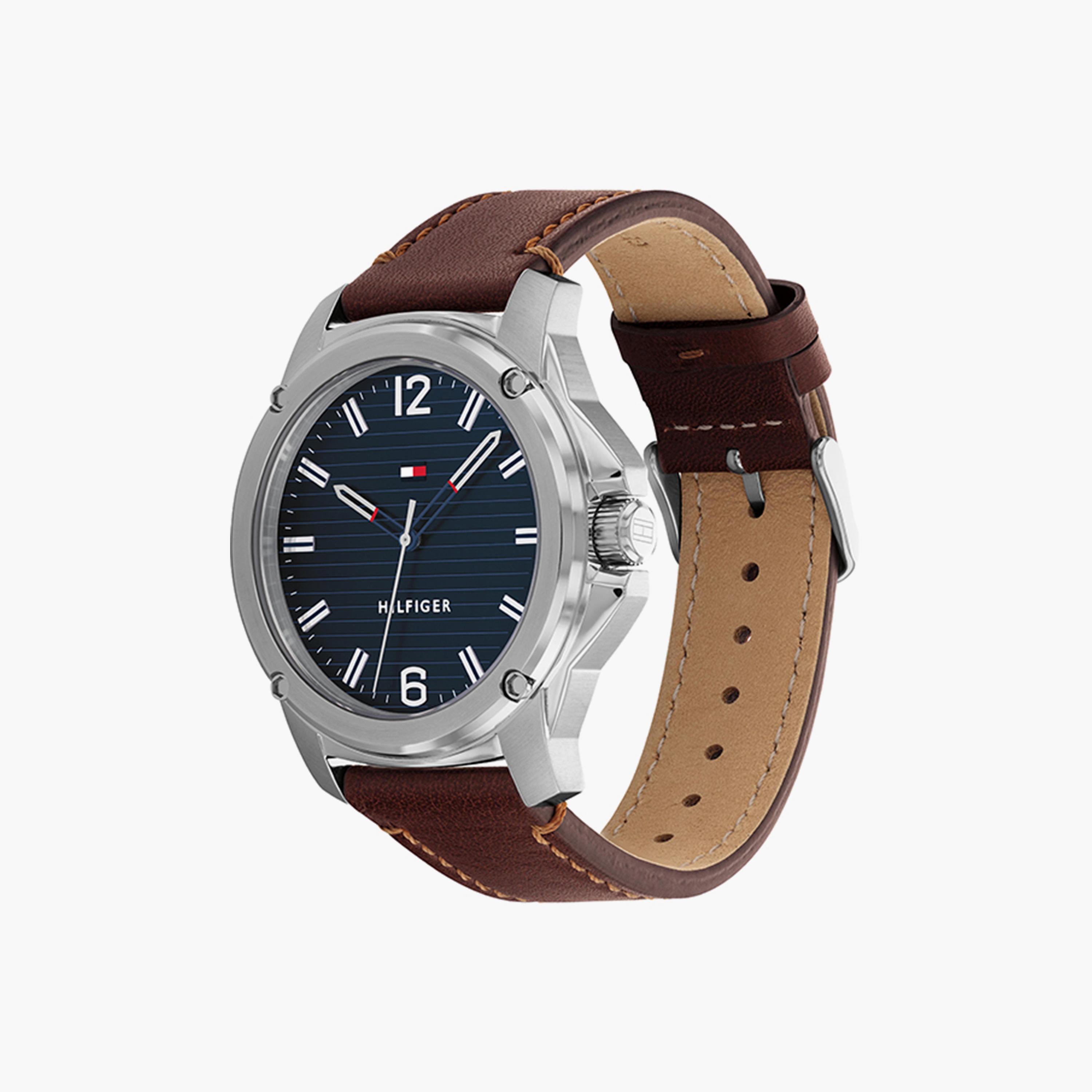 ساعة انالوج من تومي هيلفيغر للرجال مع 44 مم بلون بني بسوار جلدي | 1710484-men-watchesandjewellery-watches-image-2