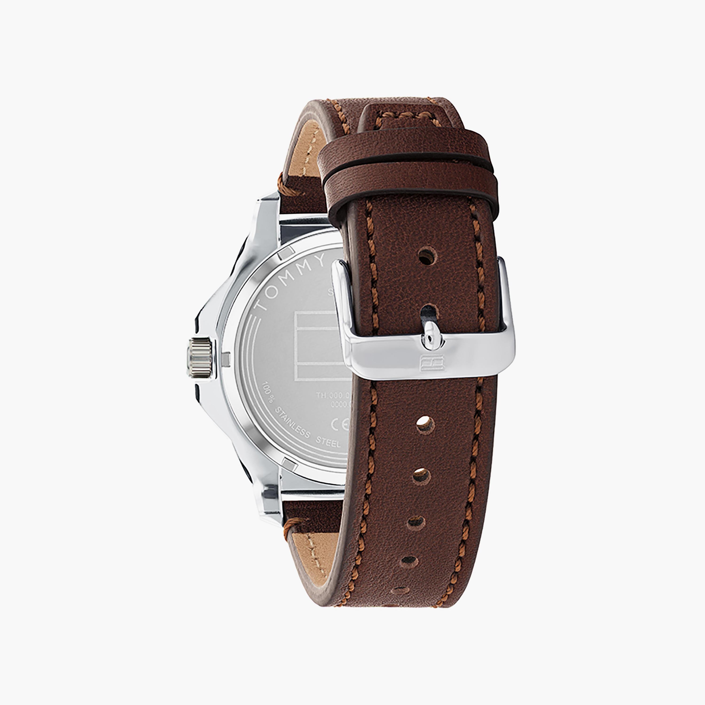 ساعة انالوج من تومي هيلفيغر للرجال مع 44 مم بلون بني بسوار جلدي | 1710484-men-watchesandjewellery-watches-image-3