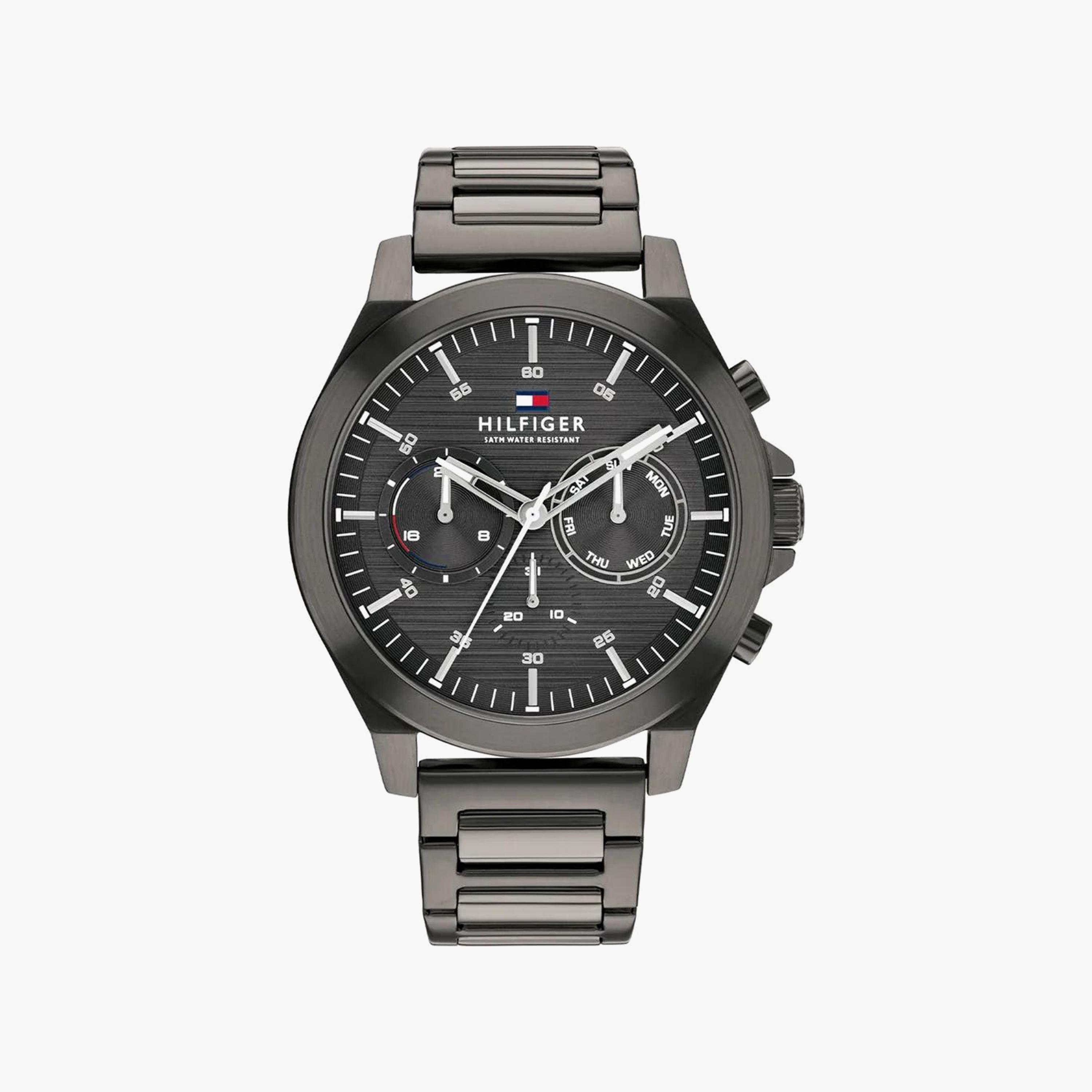 Tommy Hilfiger Men's 46 MM Black Chronograph Stainless Steel Strap Watch | 1710519-men-watchesandjewellery-watches-image-1