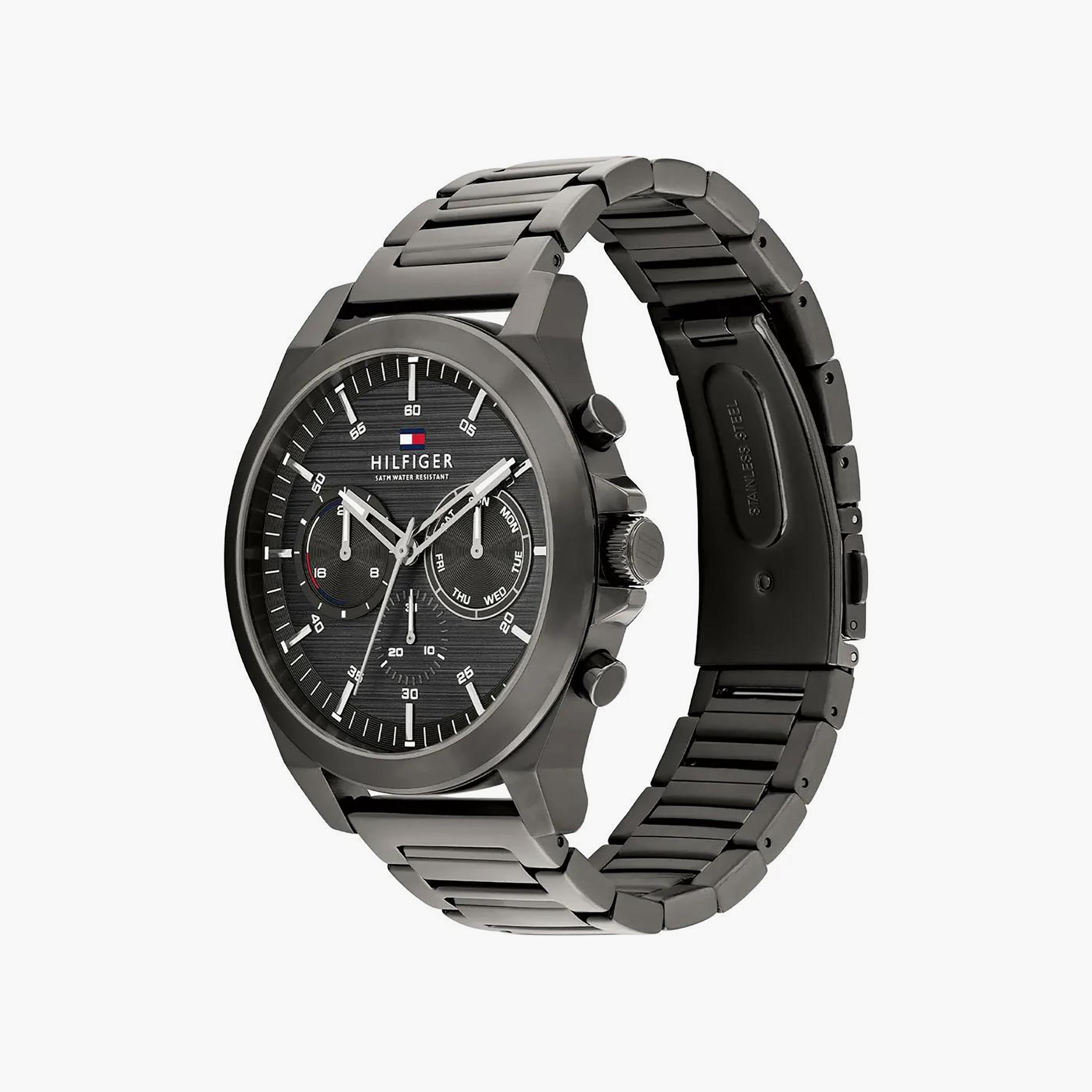 Tommy Hilfiger Men's 46 MM Black Chronograph Stainless Steel Strap Watch | 1710519-men-watchesandjewellery-watches-image-2