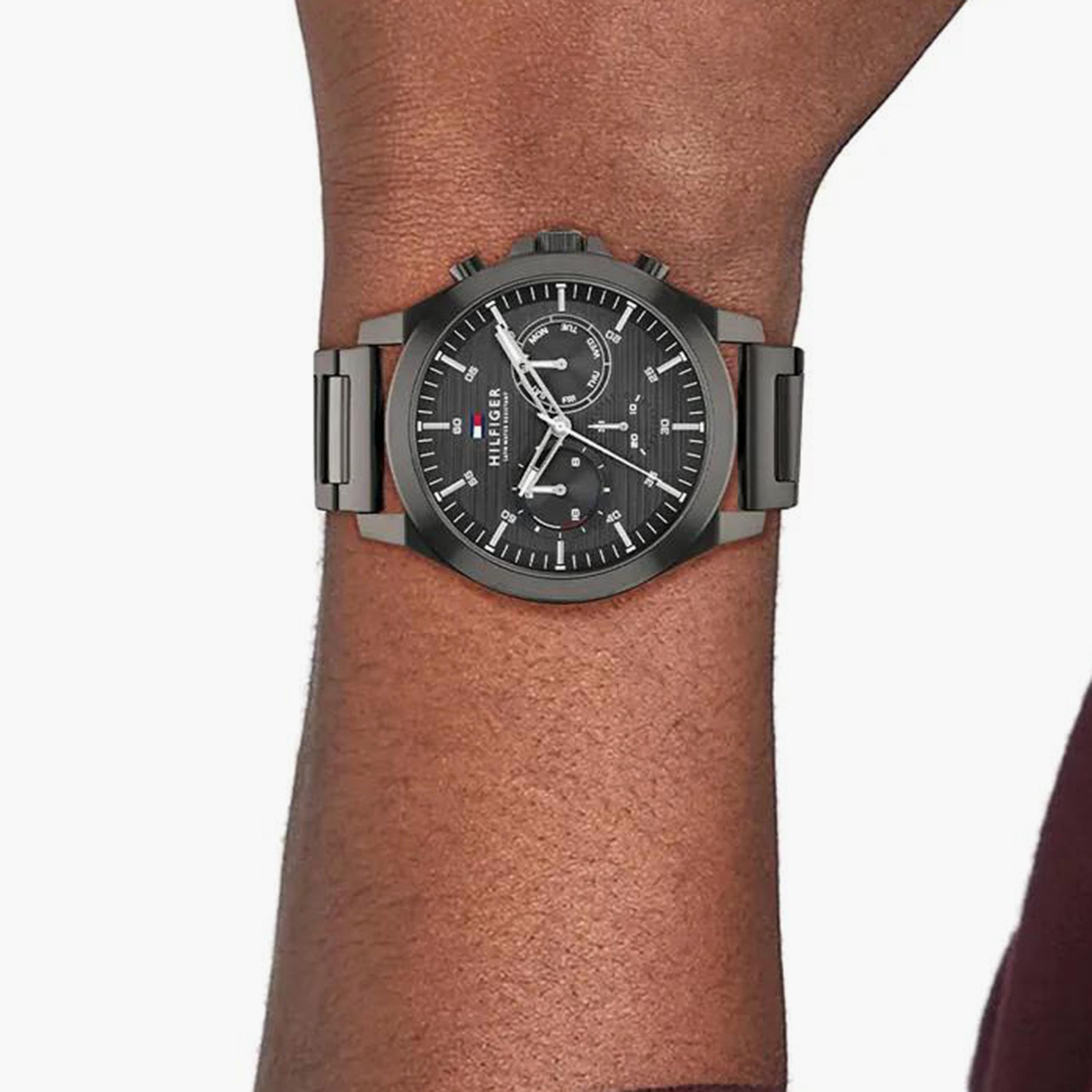 Tommy Hilfiger Men's 46 MM Black Chronograph Stainless Steel Strap Watch | 1710519-men-watchesandjewellery-watches-image-4