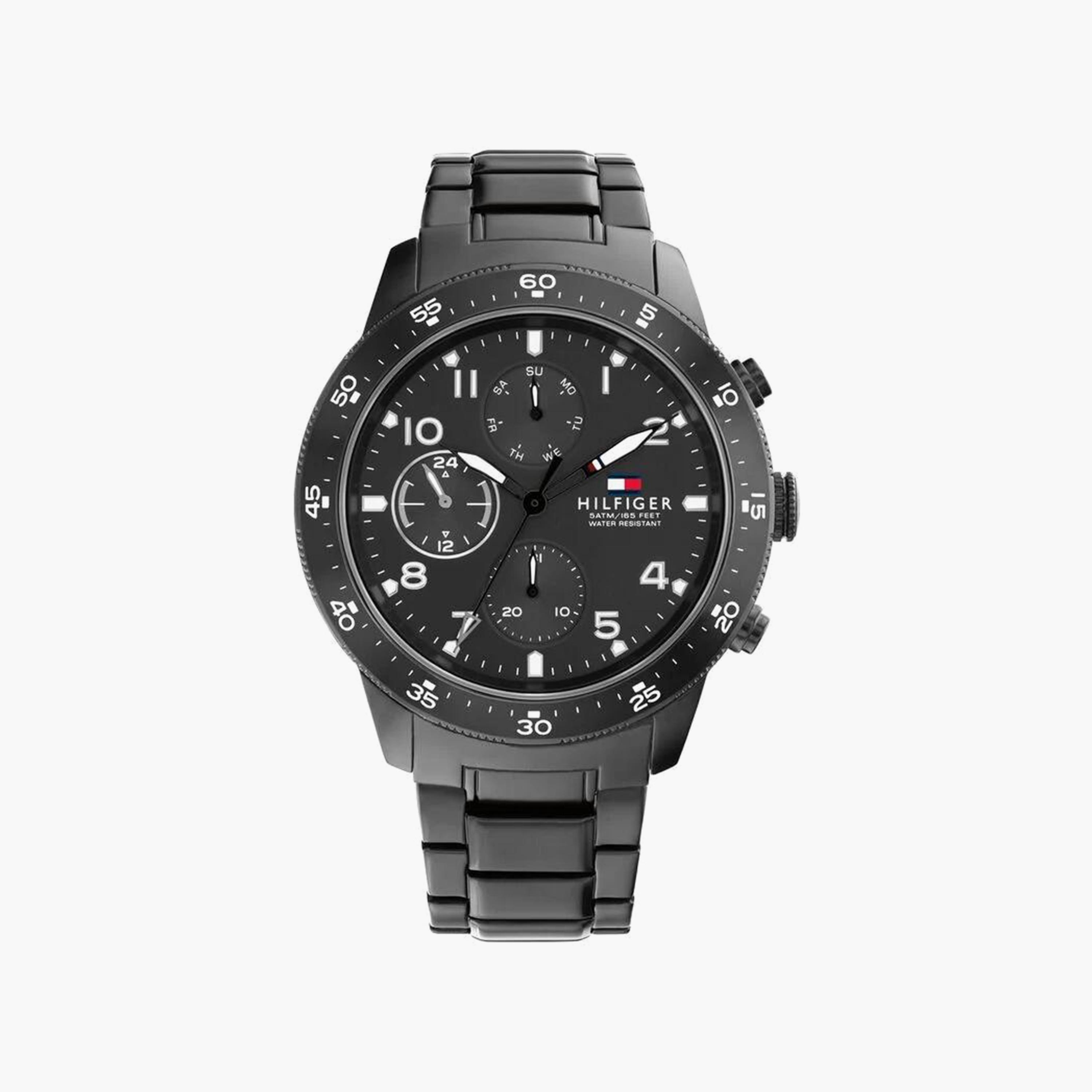 ساعة كرونوغراف سوداء بسوار ستانلس ستيل مع 44 مم من تومي هيلفيغر للرجال | 1791951-men-watchesandjewellery-watches-image-1
