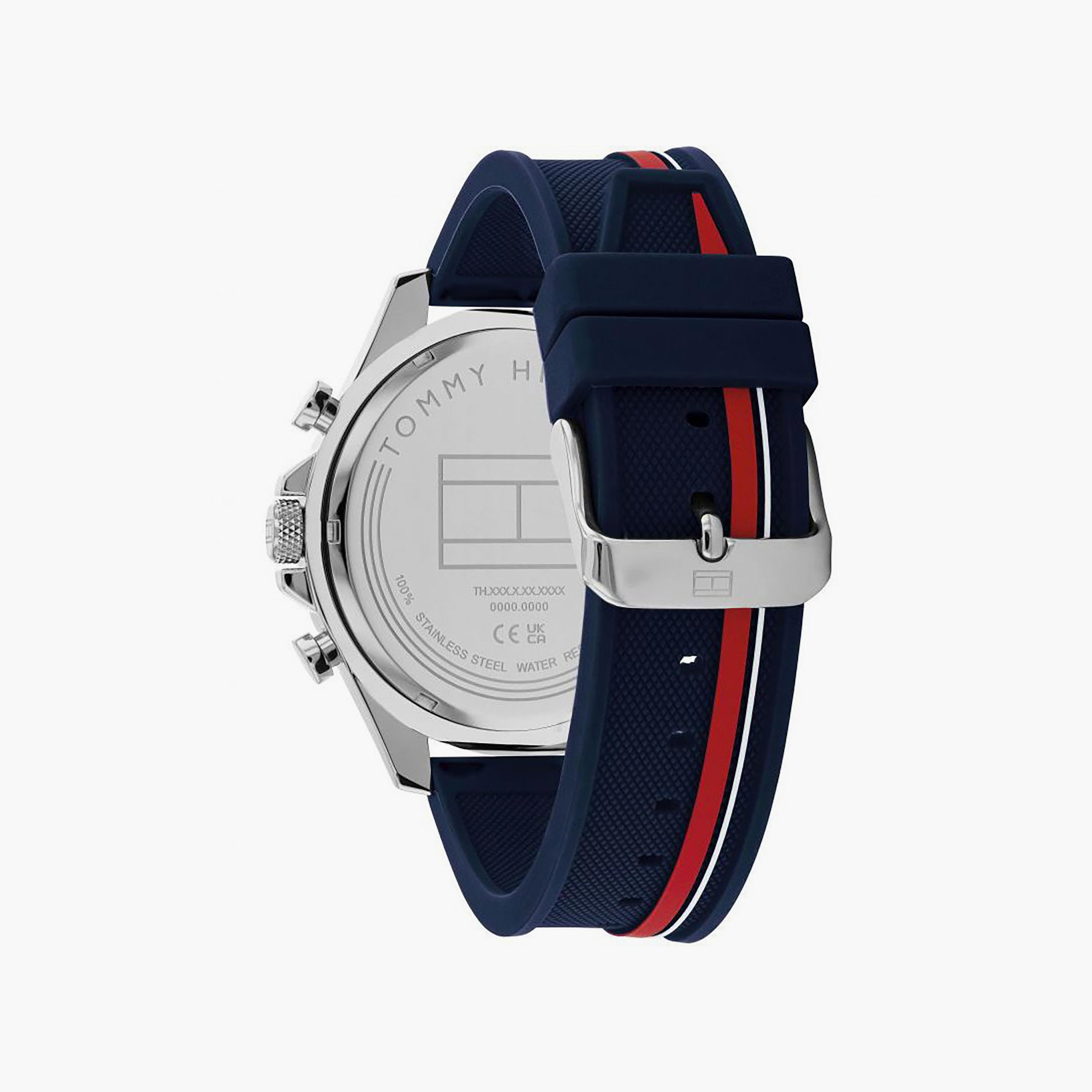 Tommy Hilfiger Men's 46 MM Blue Chronograph Silicone Strap Watch | 1792083-men-watchesandjewellery-watches-image-3