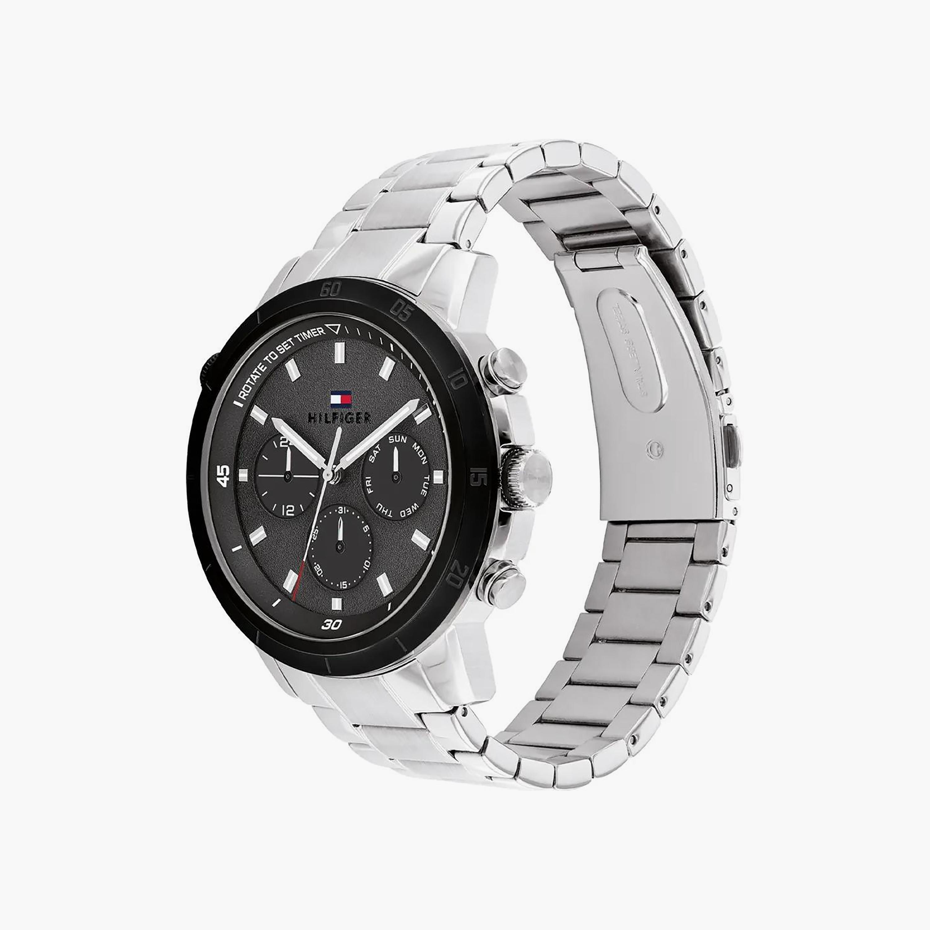 ساعة كرونوغراف فضية بسوار ستانلس ستيل مع 46 مم من تومي هيلفيغر للرجال | 1792106-men-watchesandjewellery-watches-image-2
