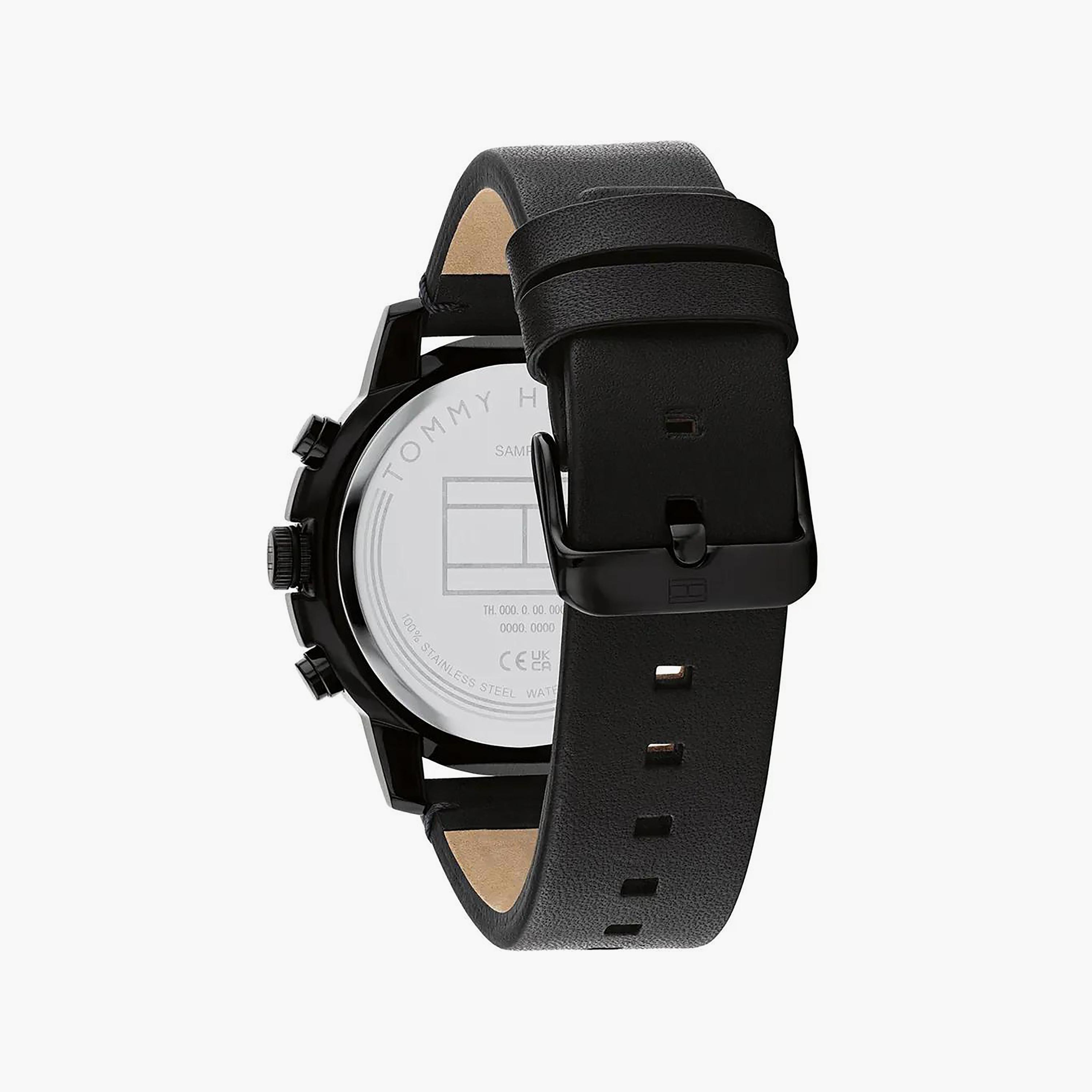 Tommy Hilfiger Men's 46 MM Black Chronograph Leather Strap Watch | 1792110-men-watchesandjewellery-watches-image-3