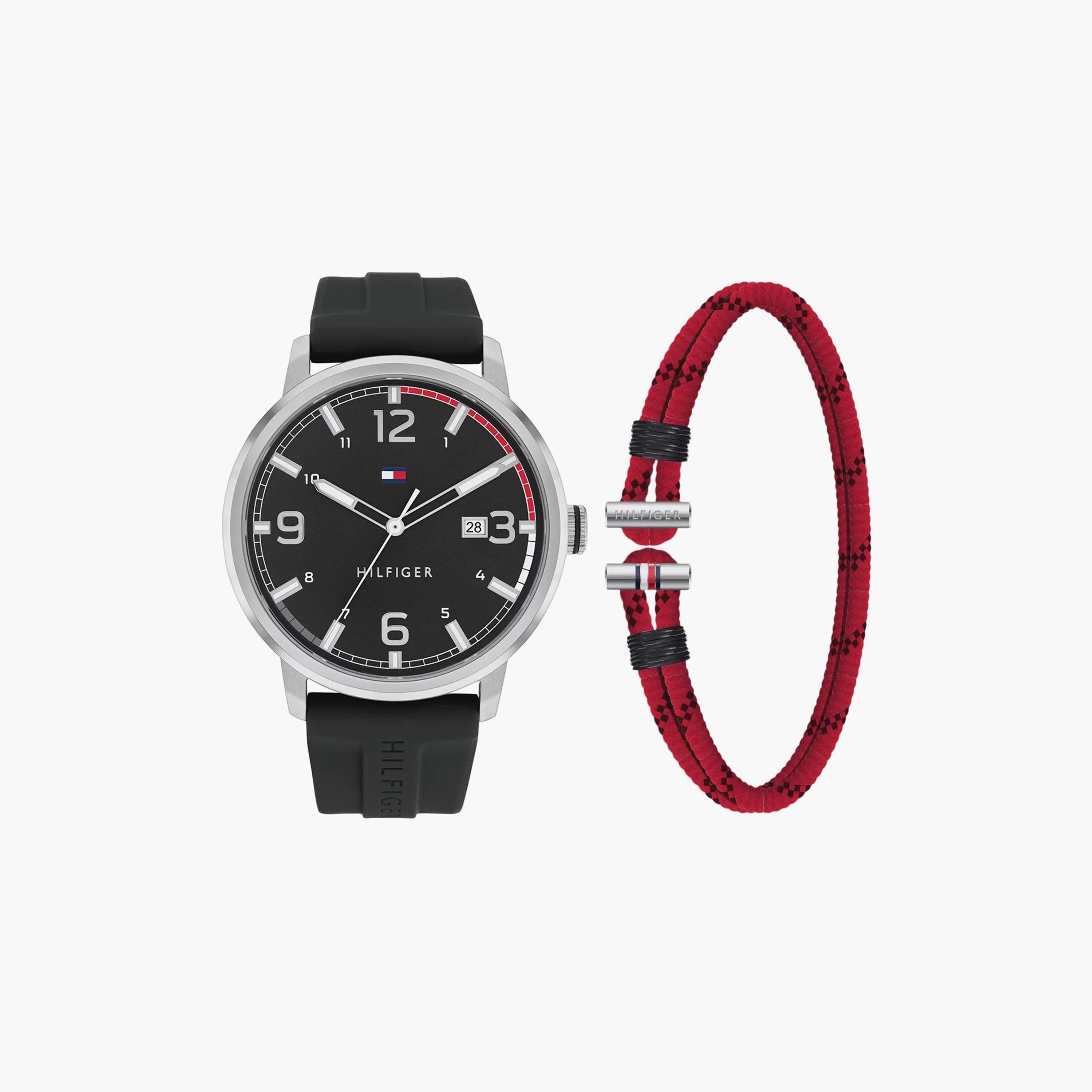 Tommy Hilfiger Men's 44 MM Black Analog Silicone Strap Watch with Bracelet | 2770139-men-watchesandjewellery-watches-image-1