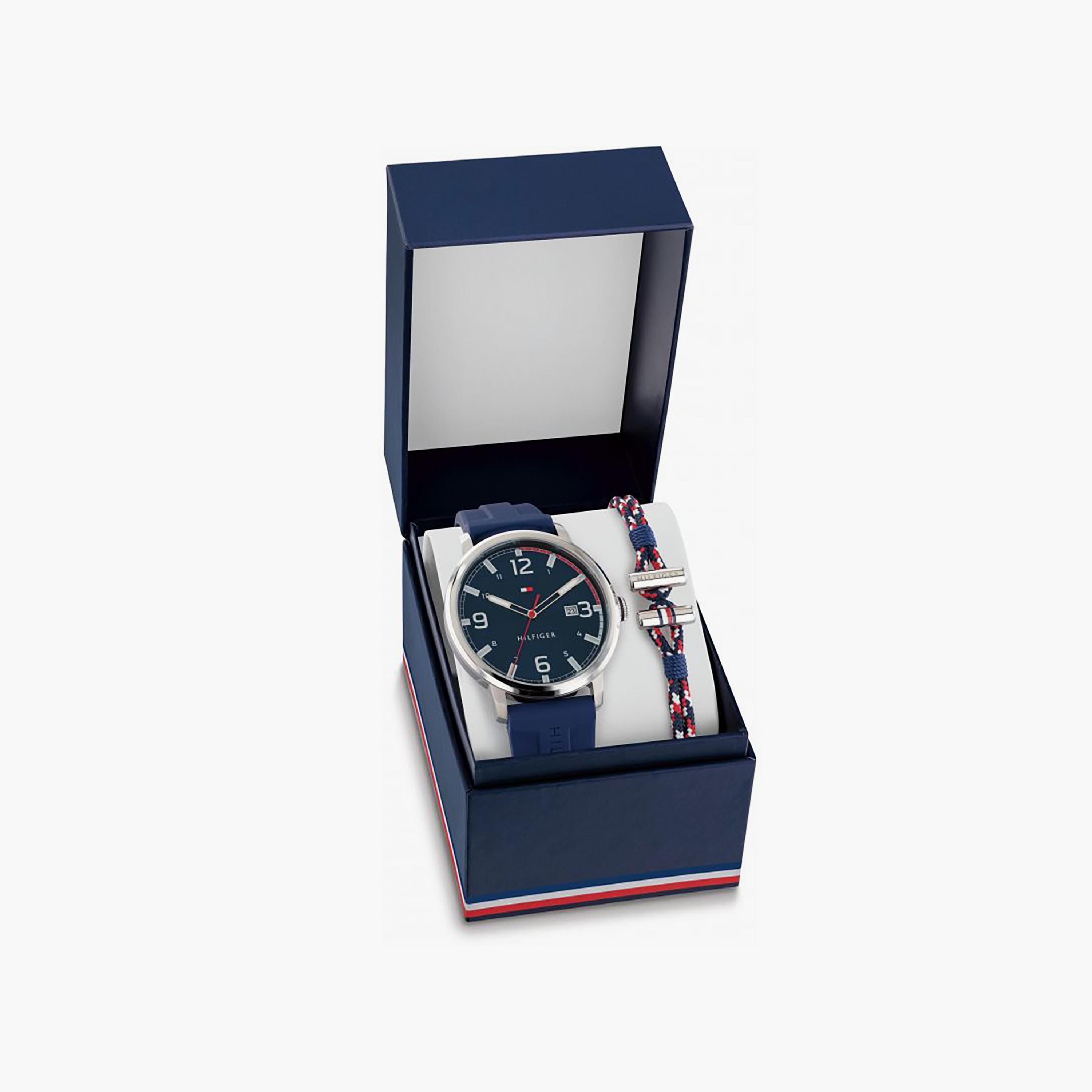 Tommy Hilfiger Men's 44 MM Blue Analog Silicone Strap Watch with Bracelet | 2770141-men-watchesandjewellery-watches-image-1