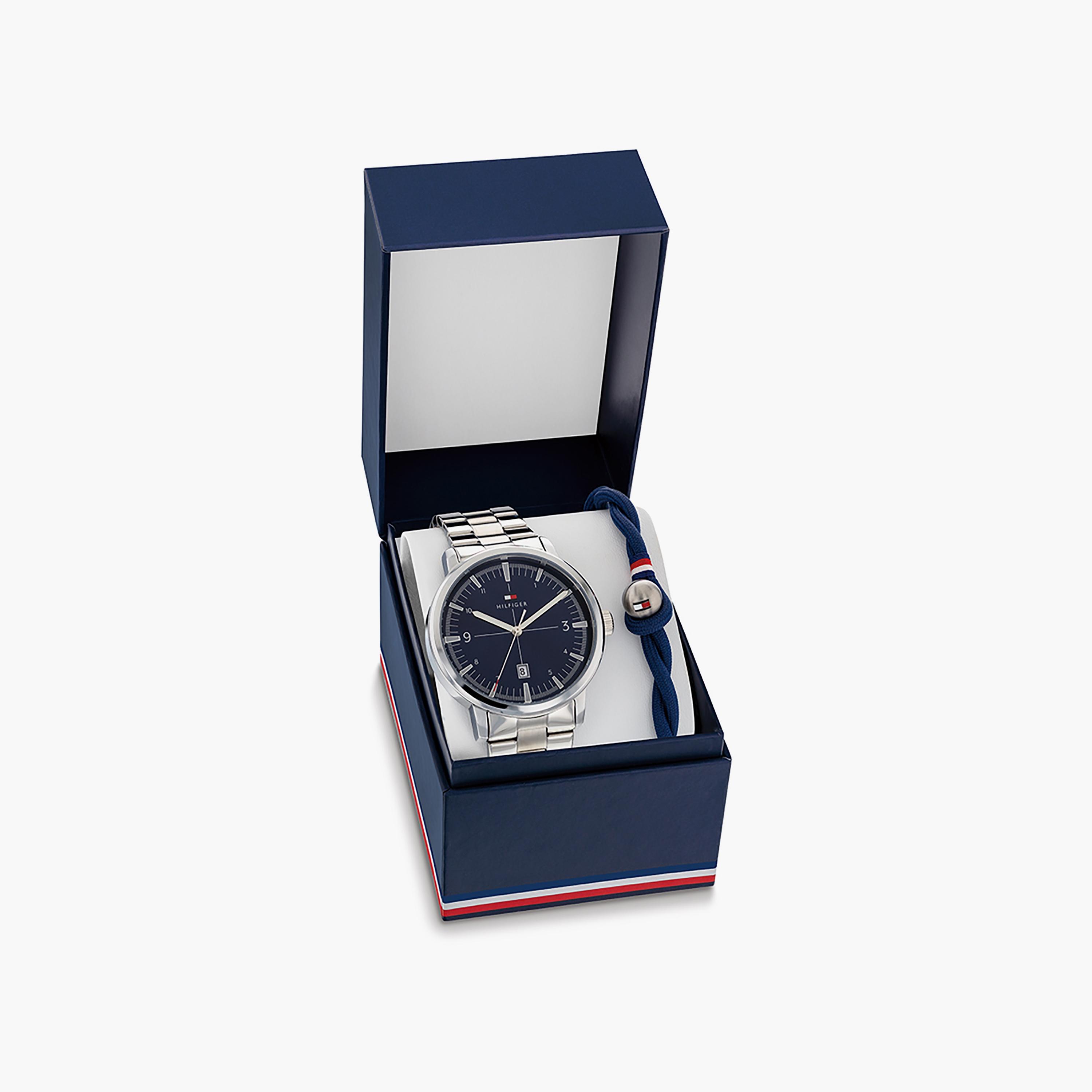 Tommy Hilfiger Men's 44 MM Silver Analog Stainless Steel Strap Watch with Bracelet | 2770149-men-watchesandjewellery-watches-image-1