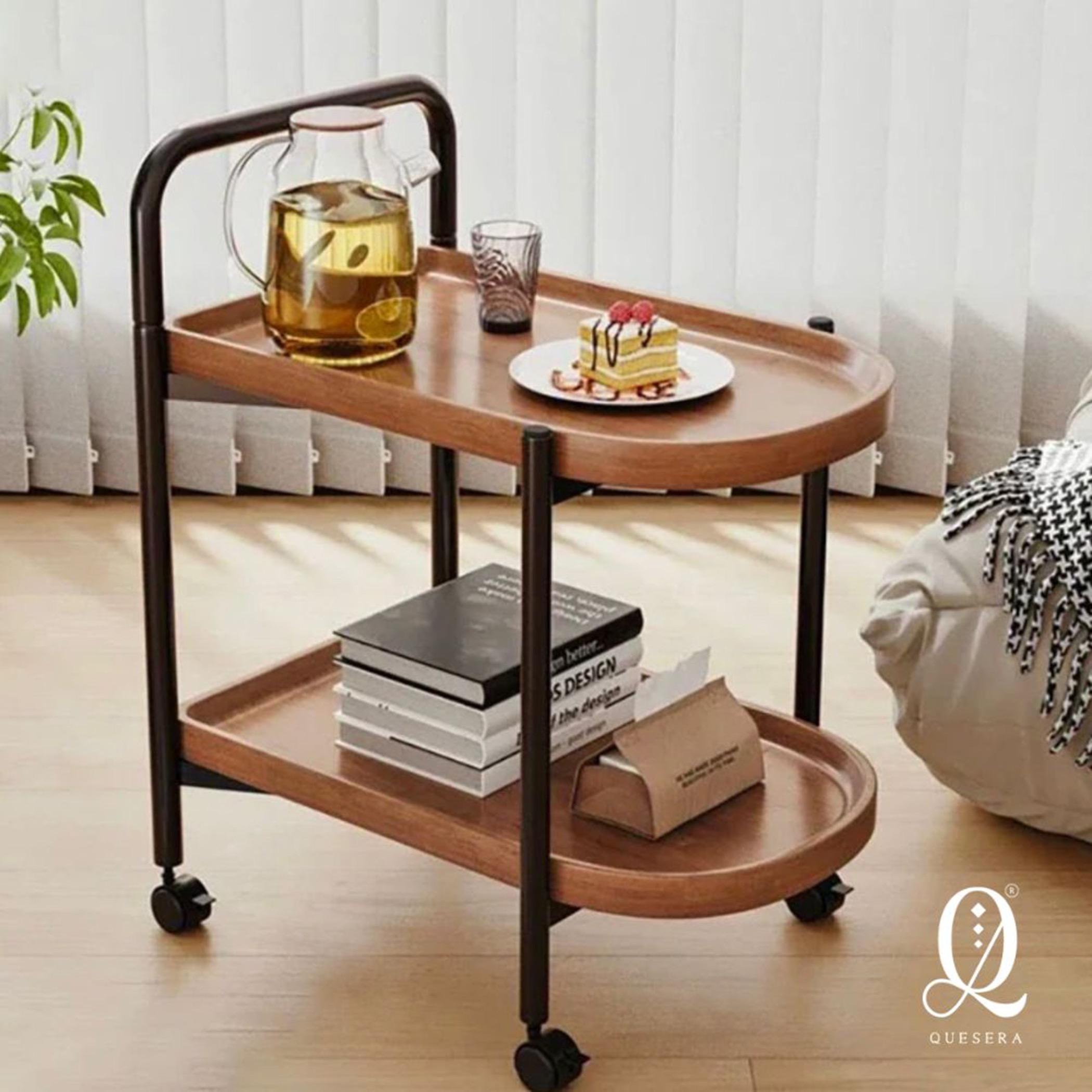 Quesera 2-Tier Solid Wood Top Side Table