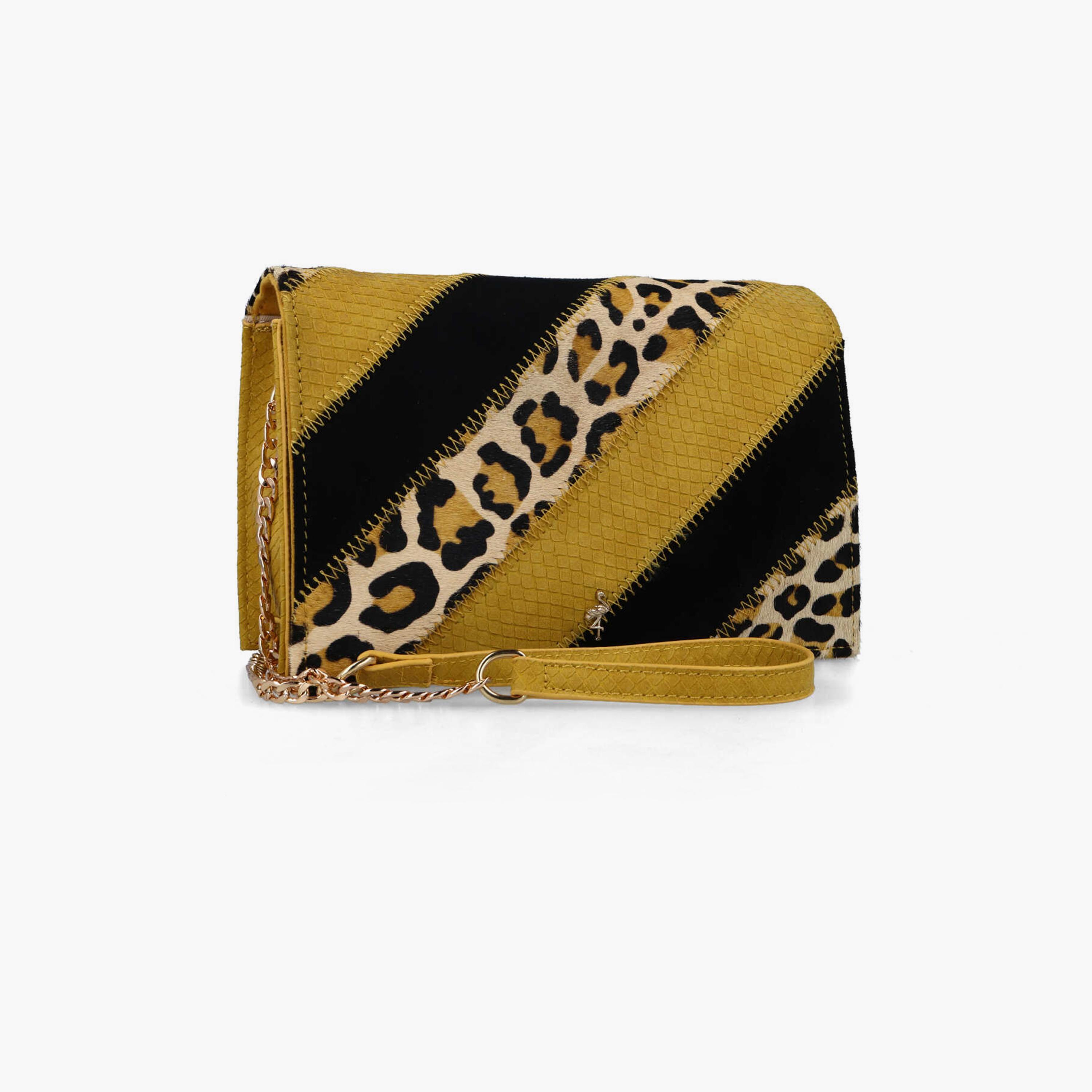 Menbur Animal Print Crossbody Bag With Chain Strap In Yellow-women-bagsandwallets-handbags-image-2