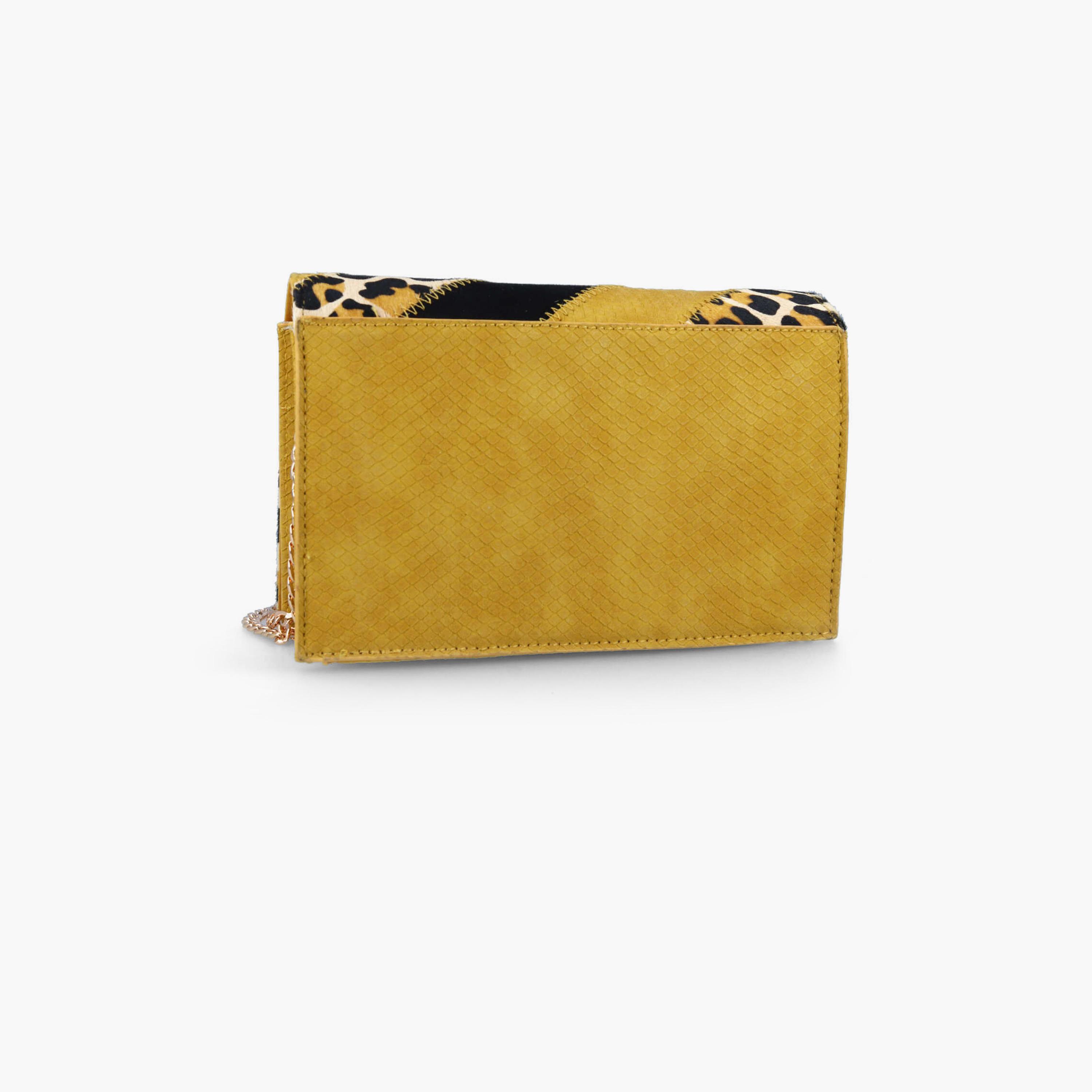 Menbur Animal Print Crossbody Bag With Chain Strap In Yellow-women-bagsandwallets-handbags-image-3