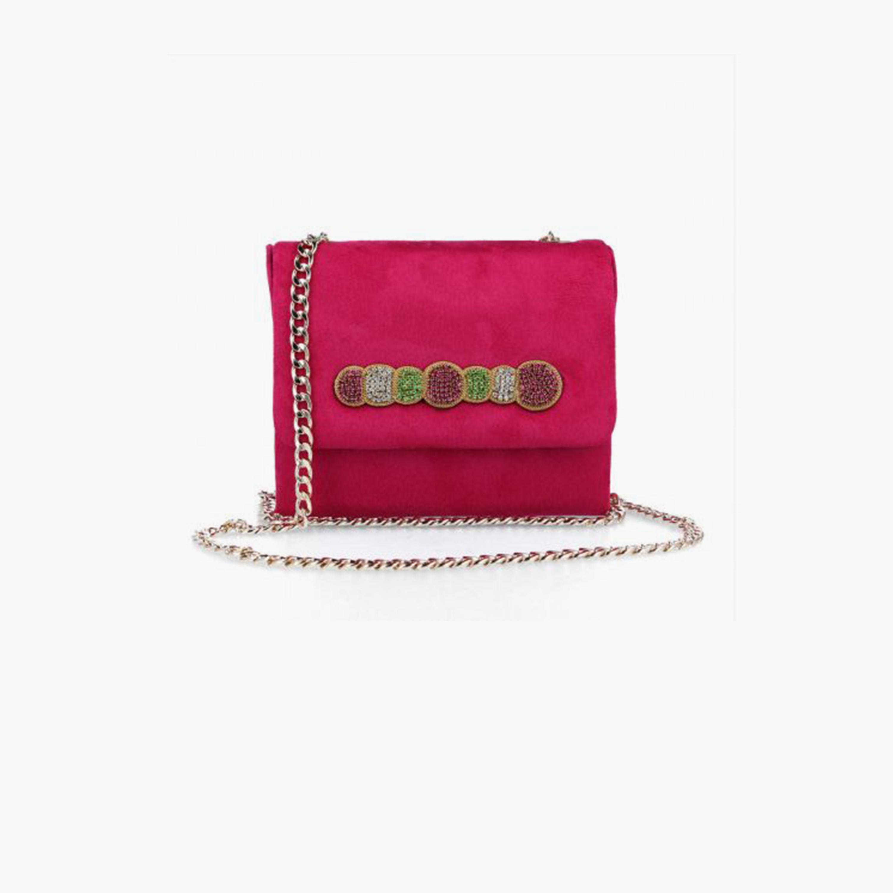 Menbur Embellished Crossbody Bag With Chain Strap In Pink-women-bagsandwallets-handbags-image-1