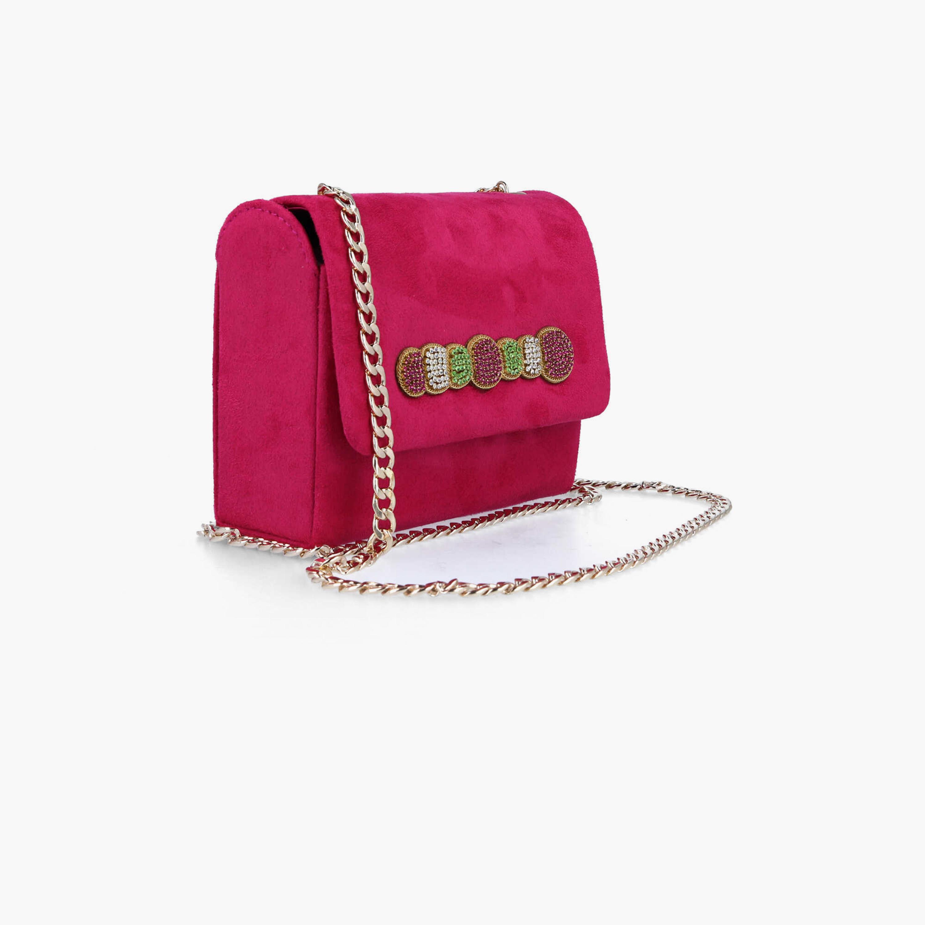Menbur Embellished Crossbody Bag With Chain Strap In Pink-women-bagsandwallets-handbags-image-3