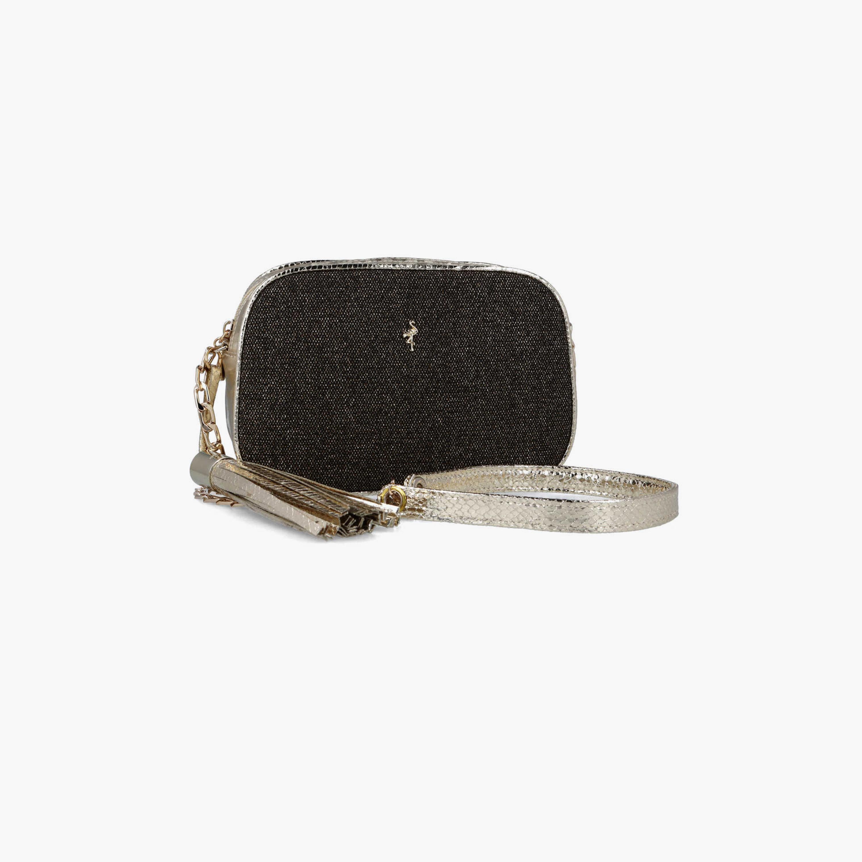 Menbur Textured Crossbody Bag With Chain Strap In Black-women-bagsandwallets-handbags-image-2