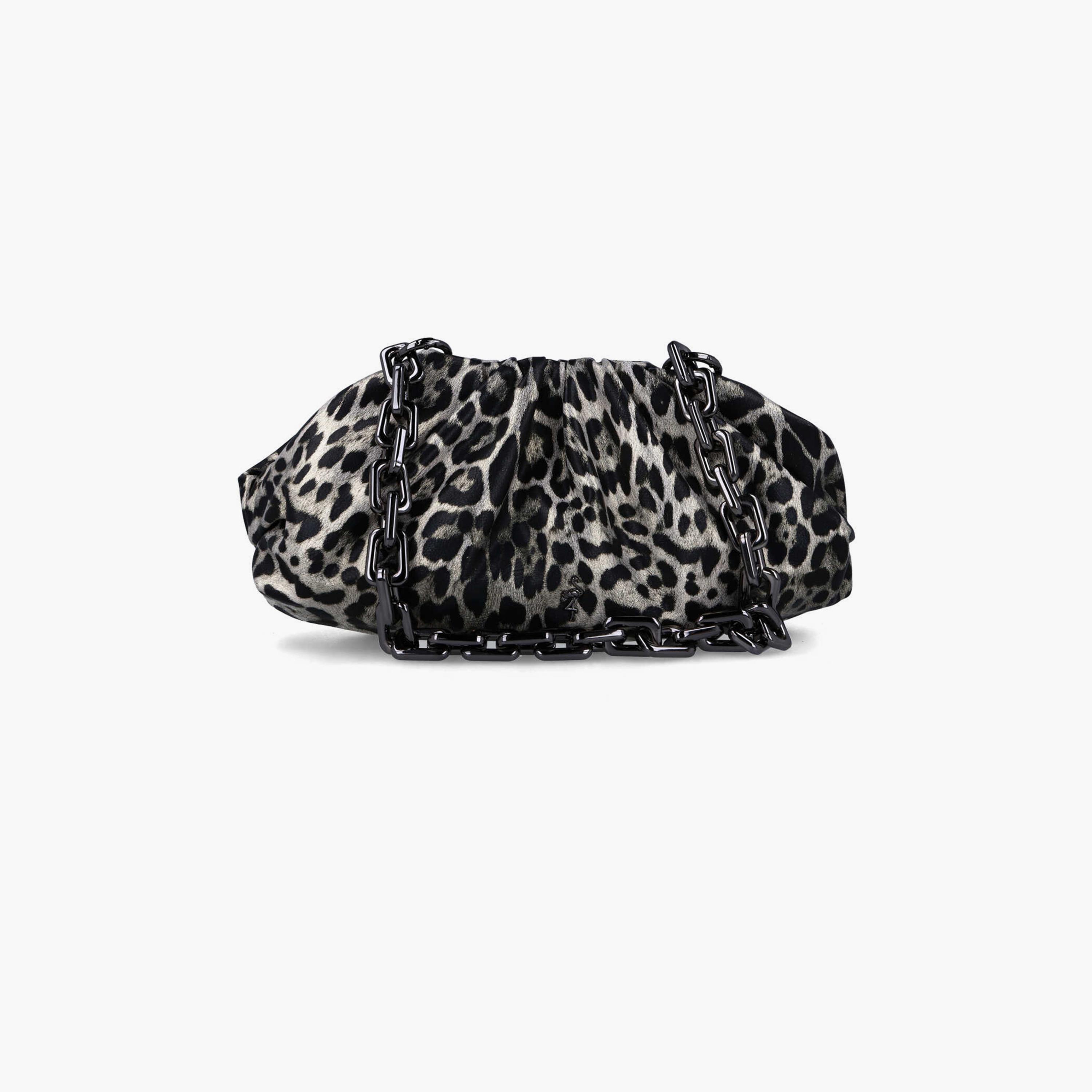 Menbur Animal Print Clutch With Chain Strap In Black-women-bagsandwallets-wallets-image-1